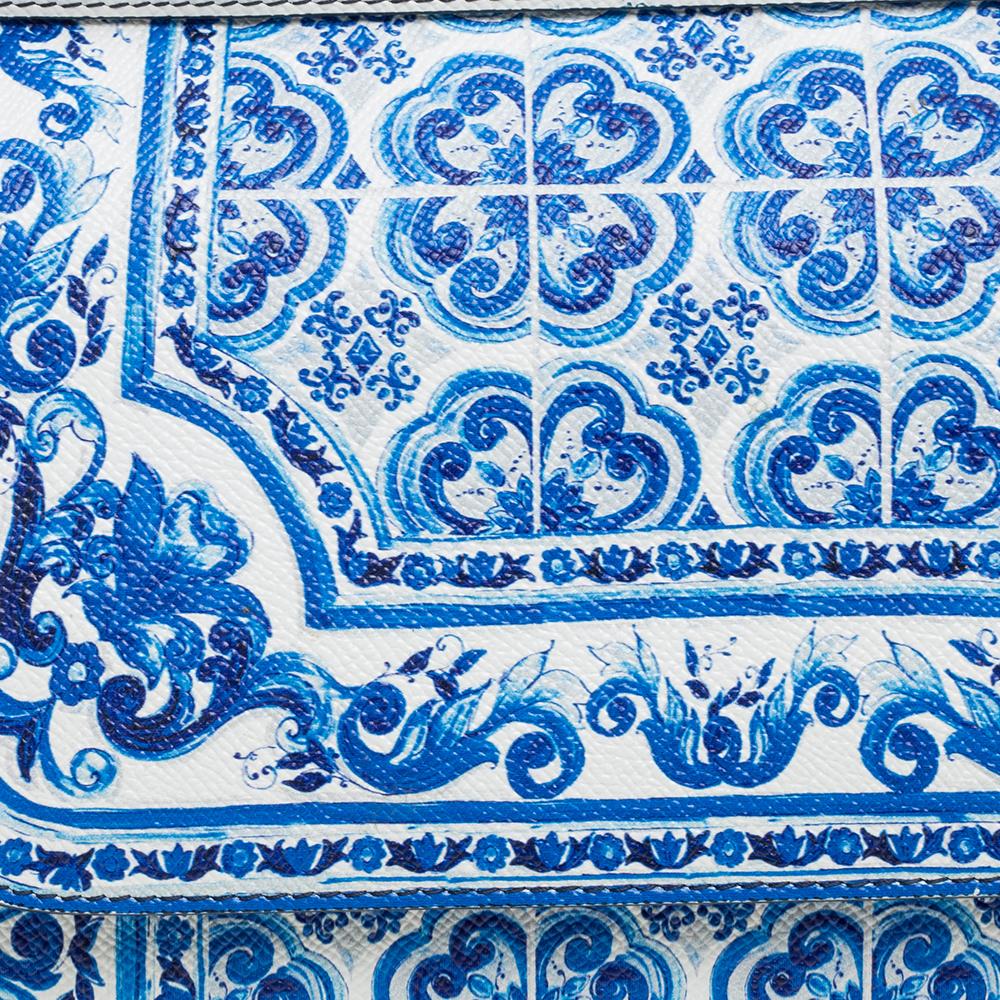 Dolce & Gabbana Blue Majolica Print Leather Medium Miss Sicily Tote 2
