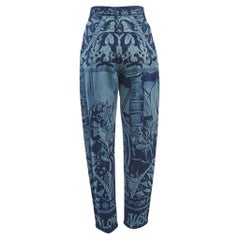 Dolce & Gabbana Blau mittelalterlichen Druck Denim hohe Taille Boyfriend Jeans S Taille 26"