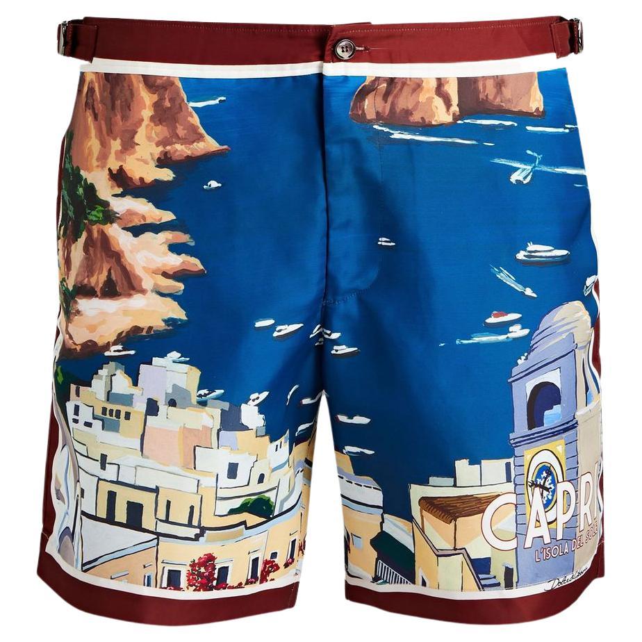 $750 New Dolce & Gabbana Beachwear Men'S Blue Shorts Lined Swim Trunks Size L 
