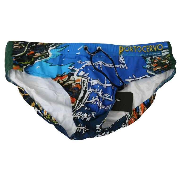 Dolce and Gabbana Blue Men's Portocervo Swimwear Swim Briefs Beachwear DG  Logo For Sale at 1stDibs