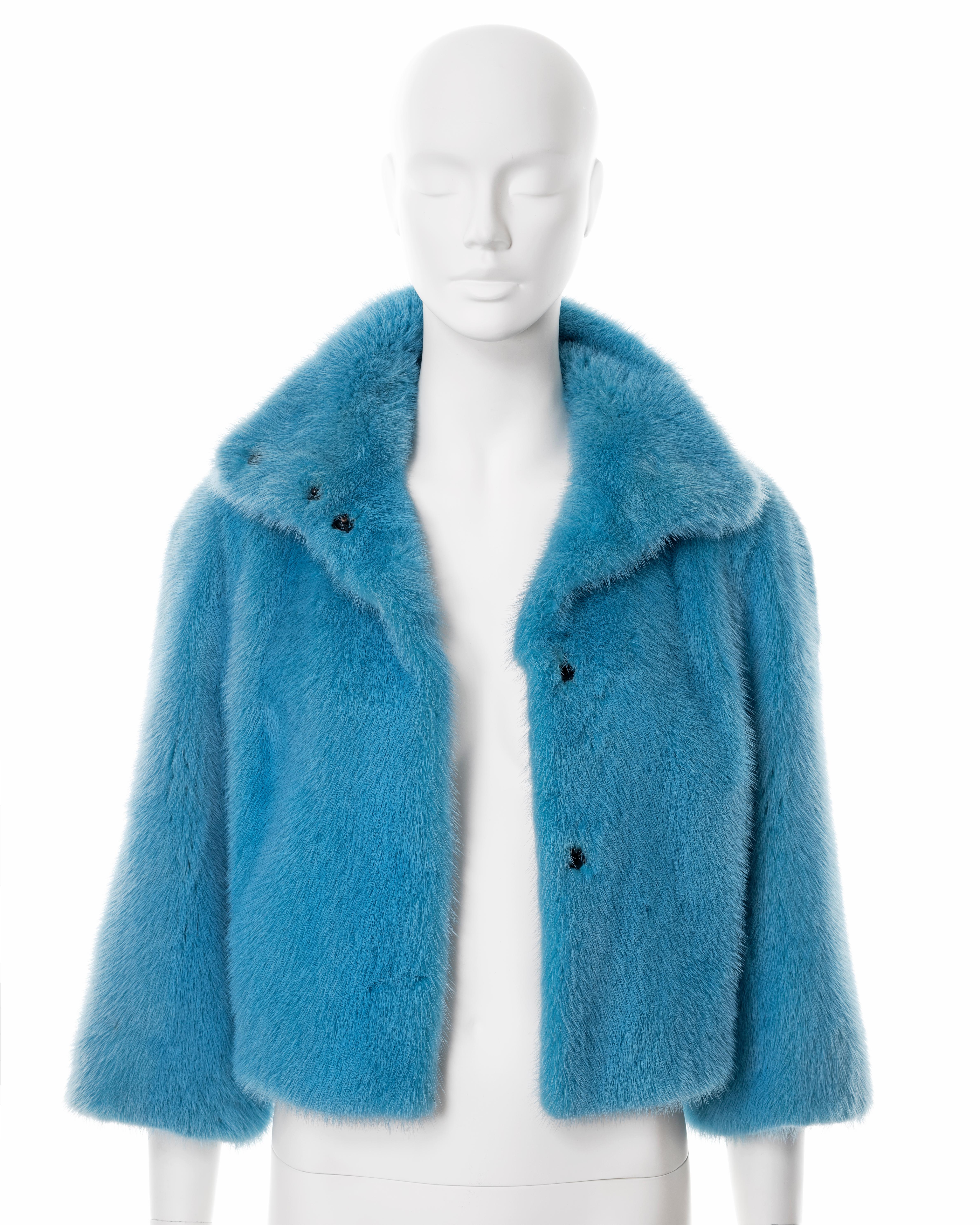Dolce & Gabbana blue mink fur cropped jacket, fw 1999 For Sale 6