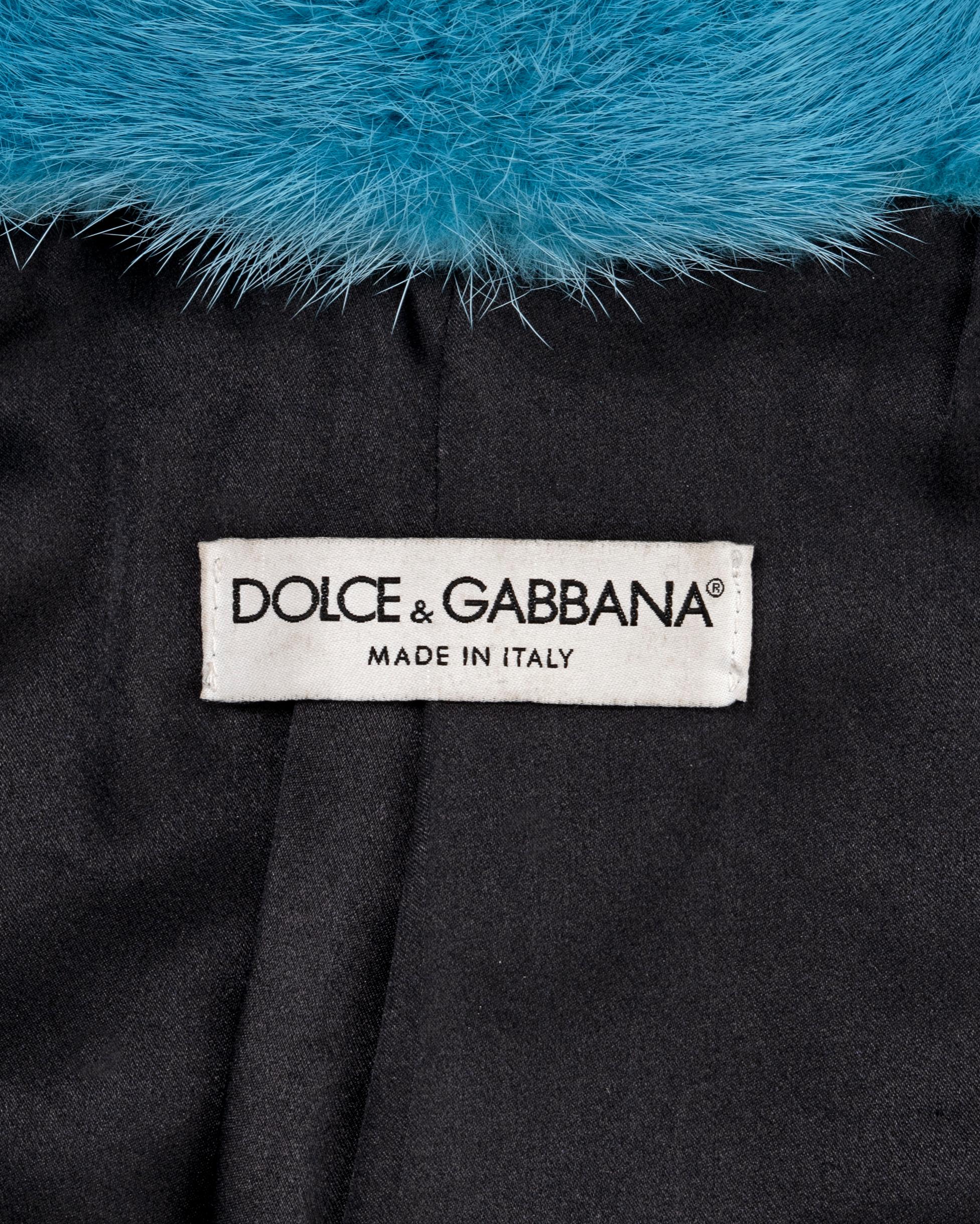 Dolce & Gabbana blue mink fur cropped jacket, fw 1999 For Sale 7