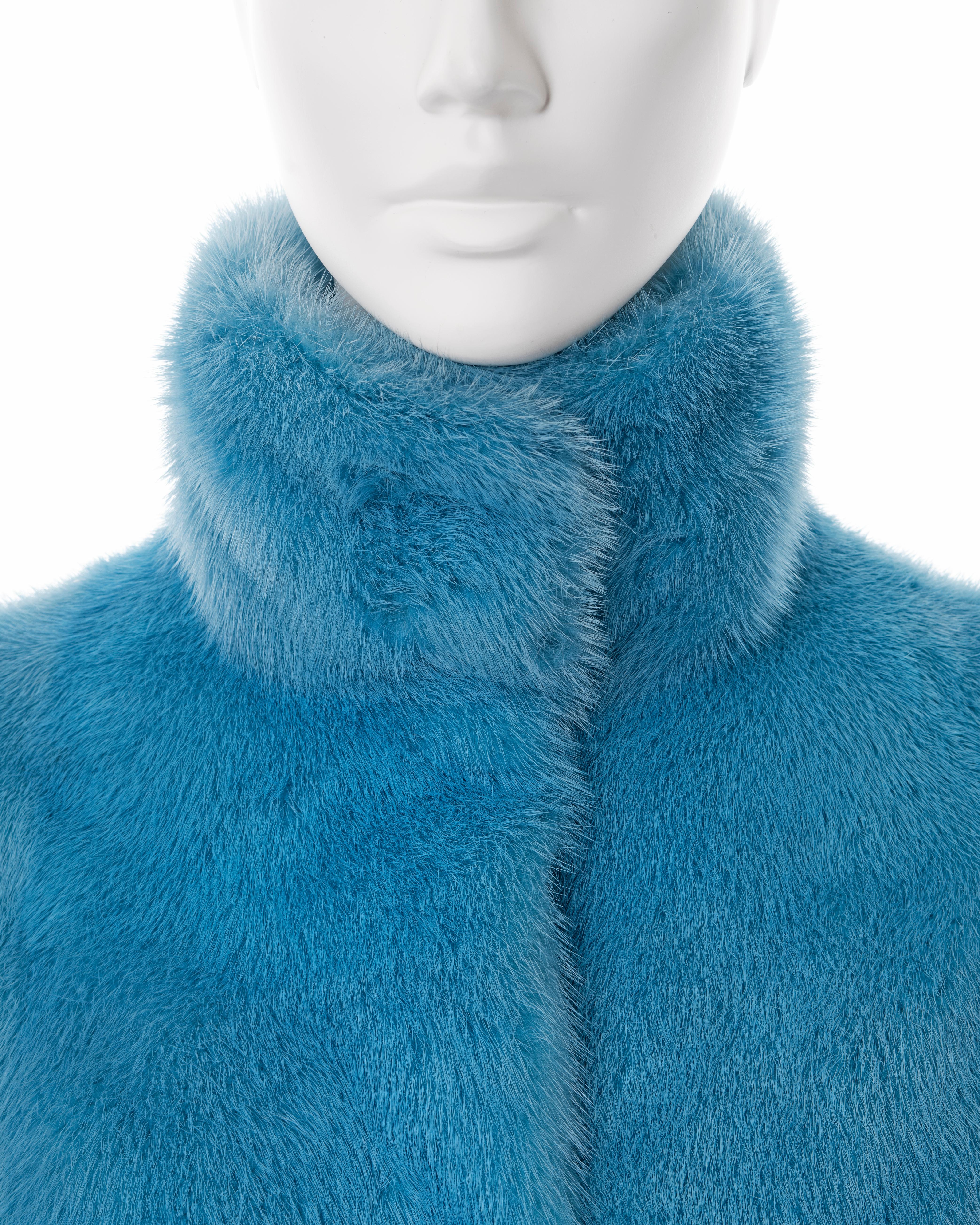 Women's Dolce & Gabbana blue mink fur cropped jacket, fw 1999 For Sale