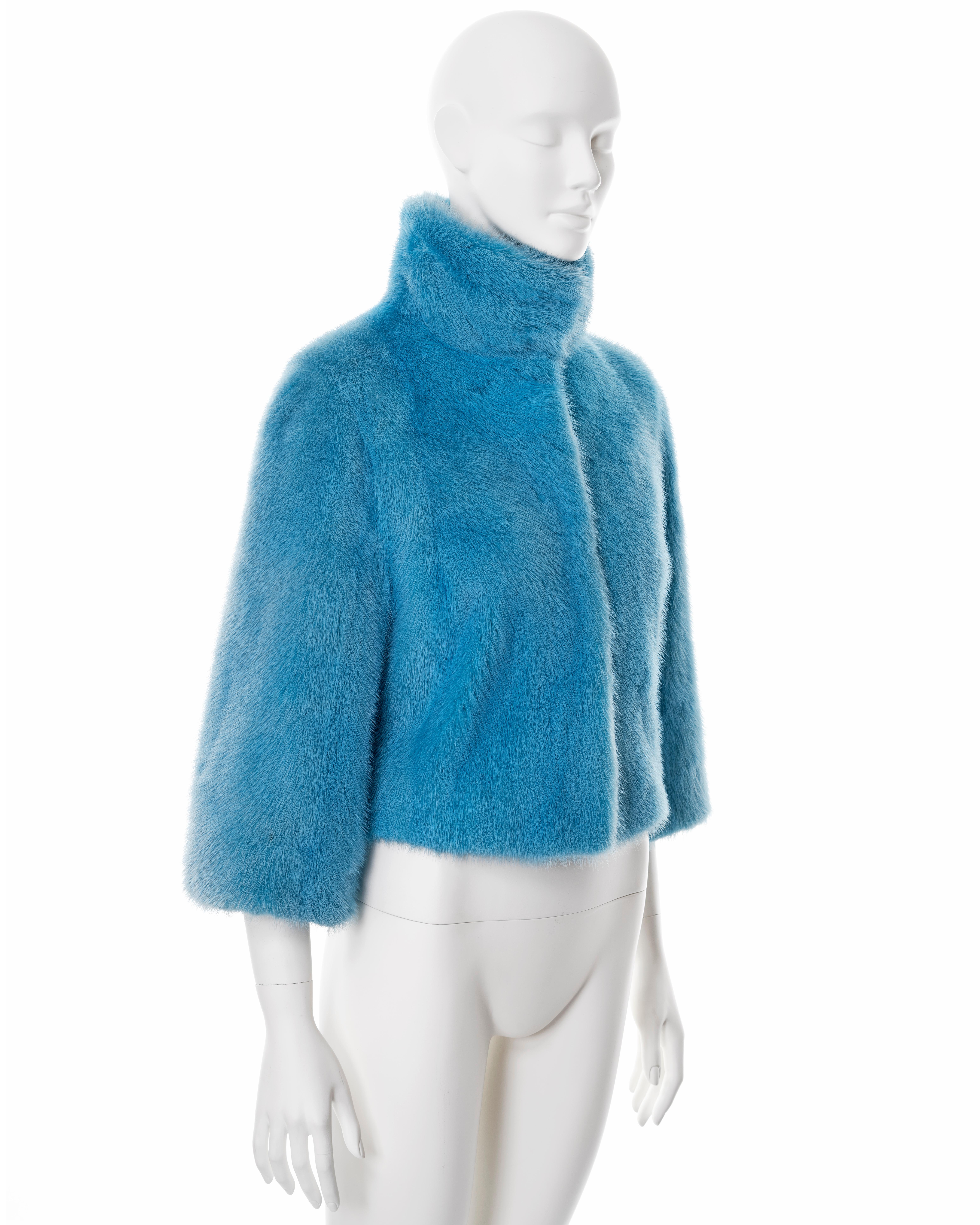 Dolce & Gabbana blue mink fur cropped jacket, fw 1999 For Sale 1