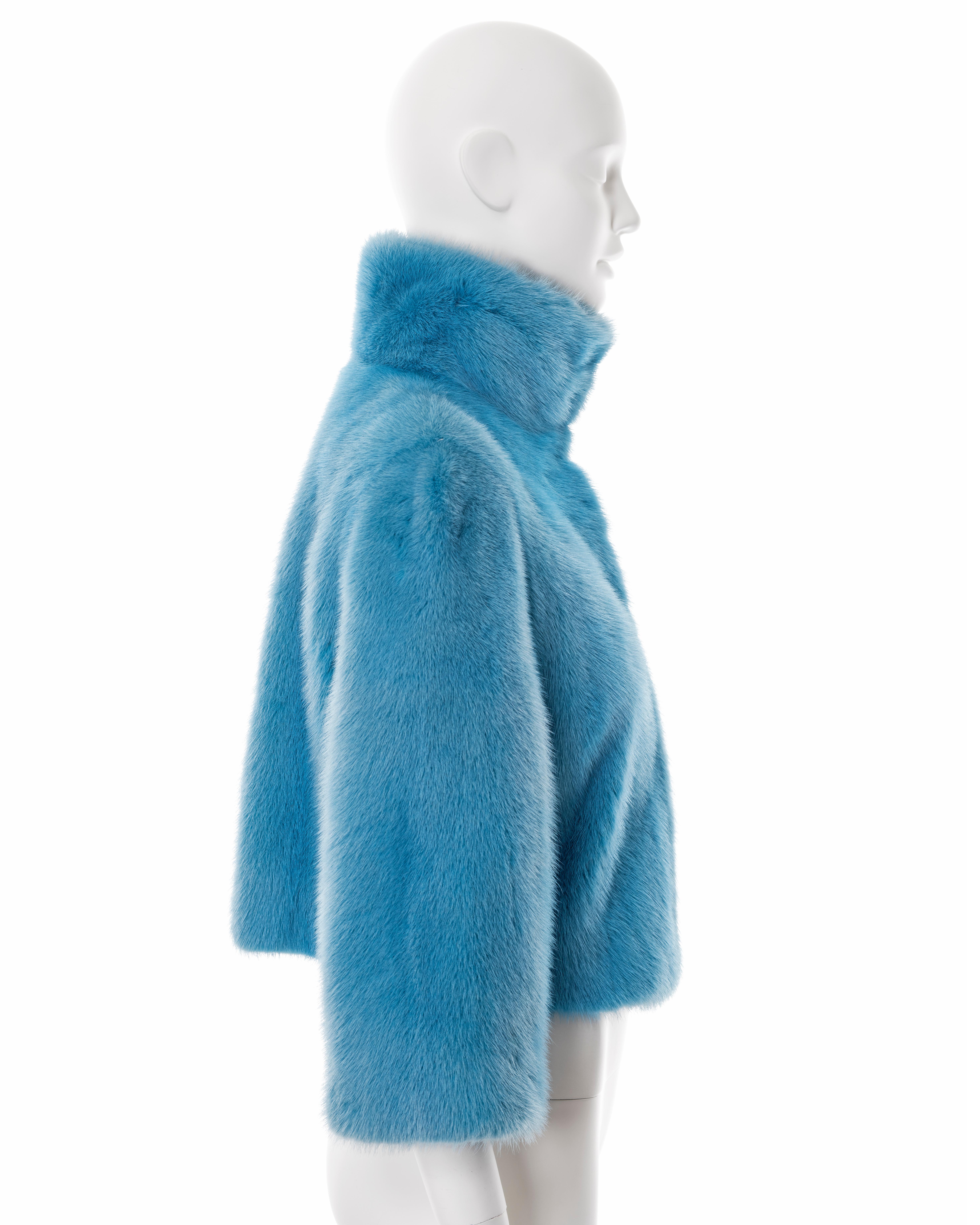 Dolce & Gabbana blue mink fur cropped jacket, fw 1999 For Sale 3