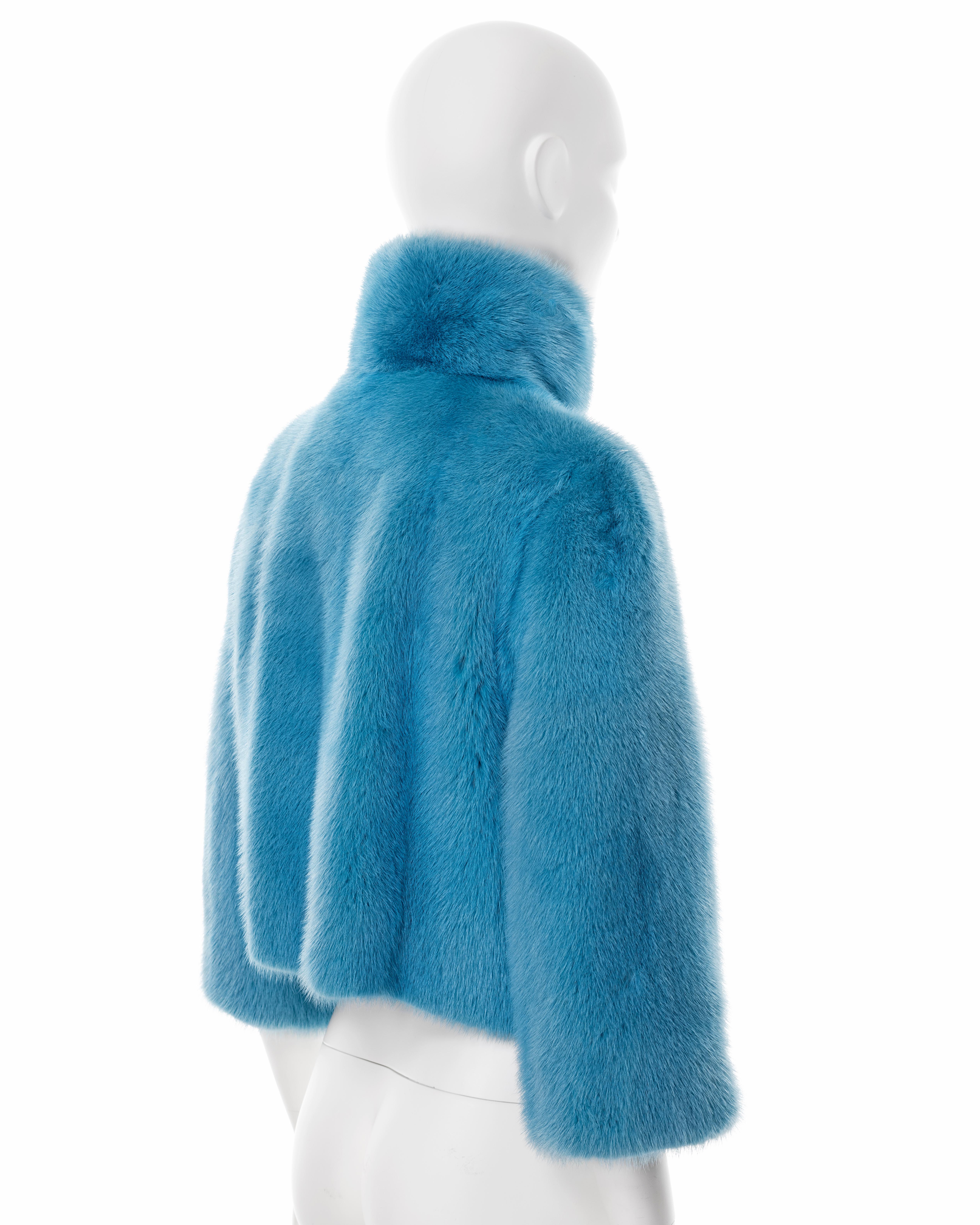 Dolce & Gabbana blue mink fur cropped jacket, fw 1999 For Sale 4