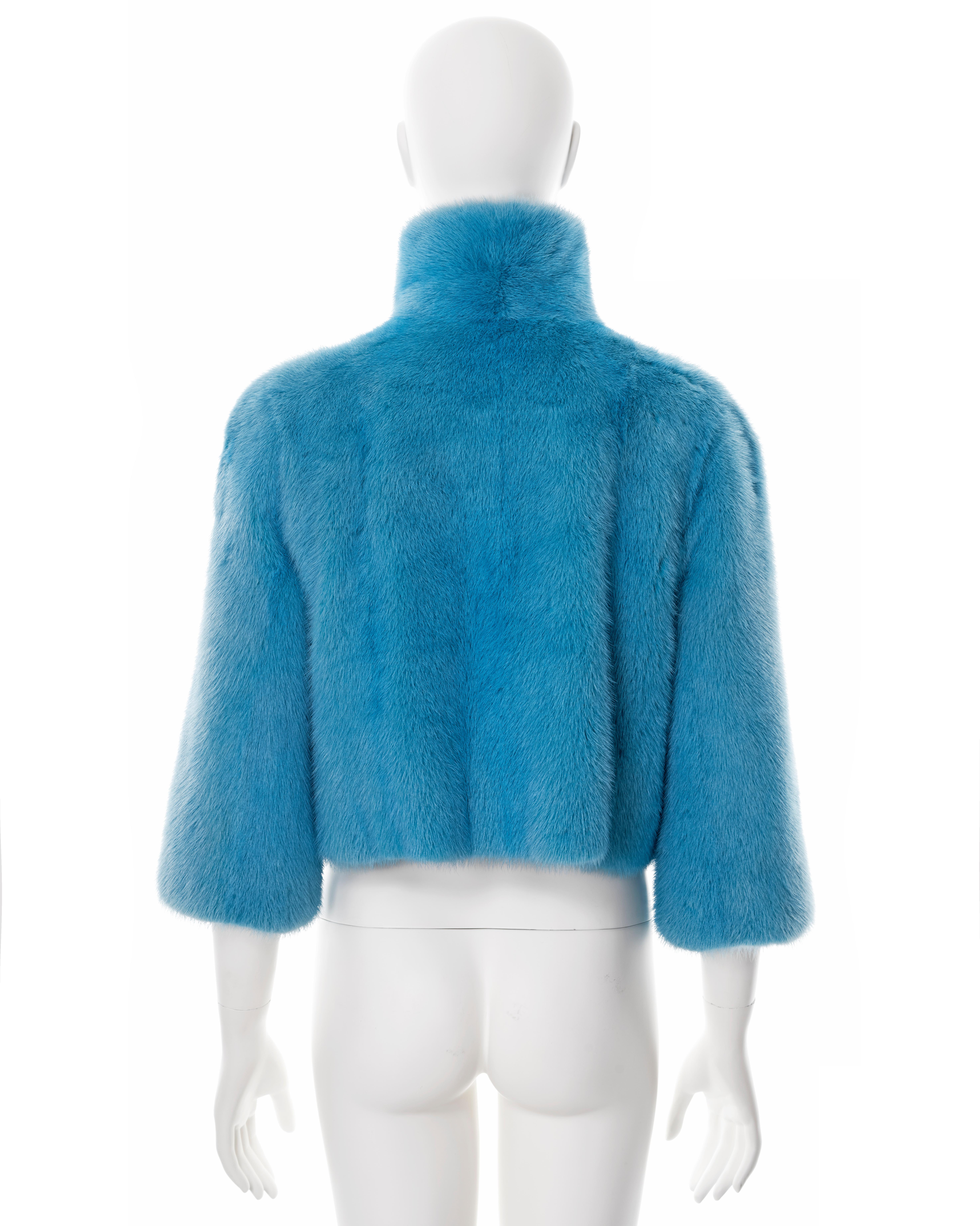 Dolce & Gabbana blue mink fur cropped jacket, fw 1999 For Sale 5