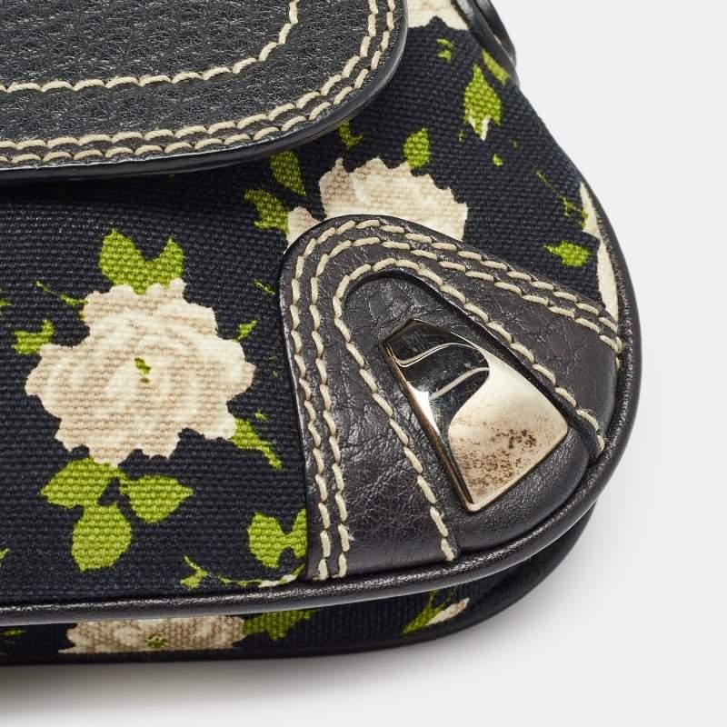 Dolce & Gabbana Blue/Multicolor Floral Print Canvas and Leather Shoulder Bag 1