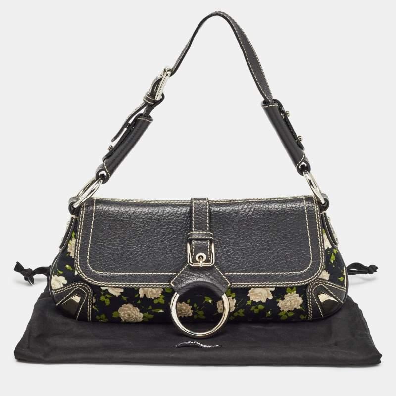 Dolce & Gabbana Blue/Multicolor Floral Print Canvas and Leather Shoulder Bag 4