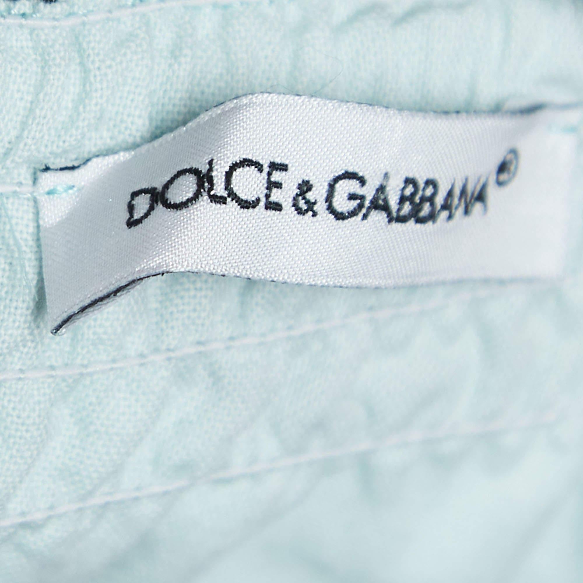 Dolce & Gabbana - Robe en popeline de coton imprimée florale bleue/multicolore (11-12 Yrs) Excellent état - En vente à Dubai, Al Qouz 2