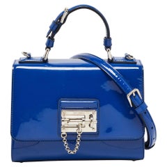 Dolce & Gabbana Blue Patent Leather Medium Miss Monica Top Handle Bag