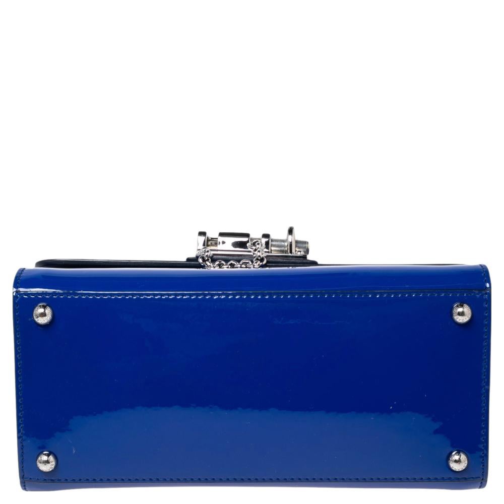 Women's Dolce & Gabbana Blue Patent Leather Small Miss Monica Top Handle Bag