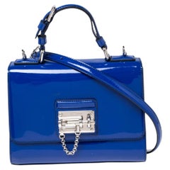 Dolce & Gabbana Blue Patent Leather Small Miss Monica Top Handle Bag