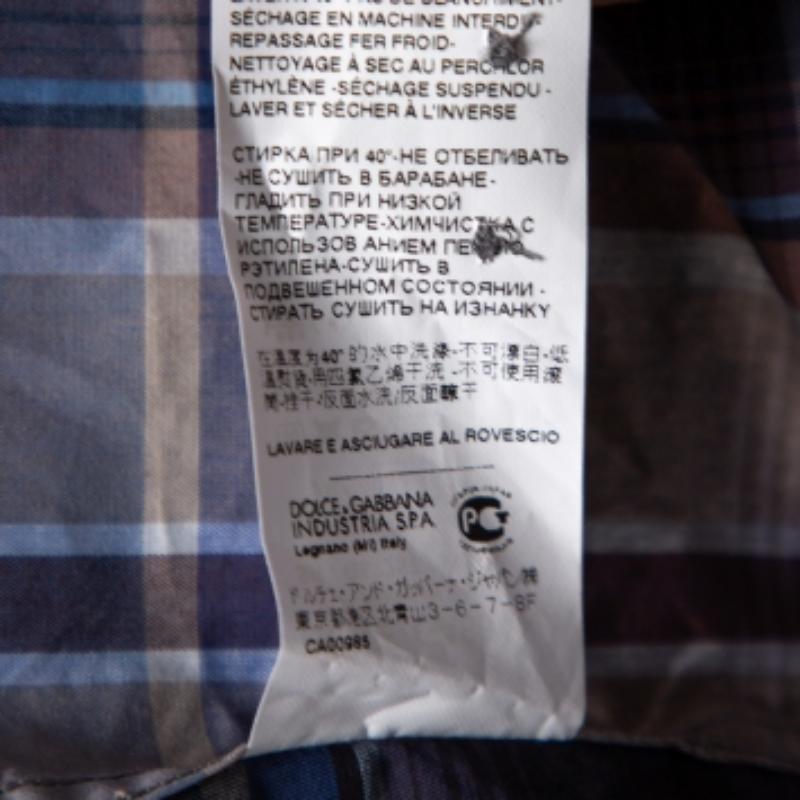 Dolce & Gabbana Blue Plaid Checked Cotton Gold Label Shirt M In Excellent Condition In Dubai, Al Qouz 2