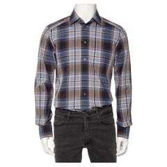 Dolce & Gabbana Blue Plaid Checked Cotton Gold Label Shirt M