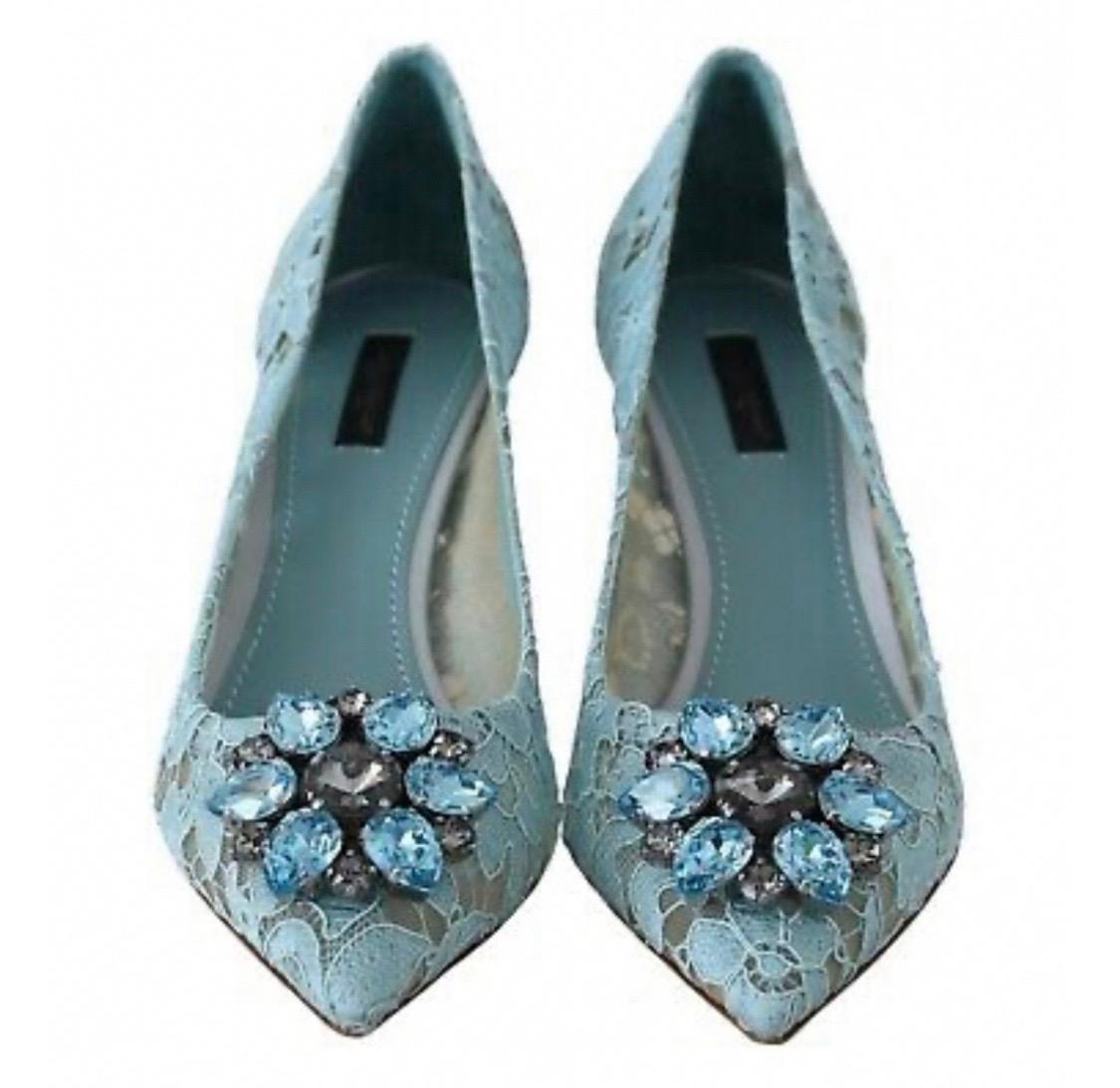 Dolce & Gabbana blue  PUMP lace
shoes with jewel detail on the top heels  1