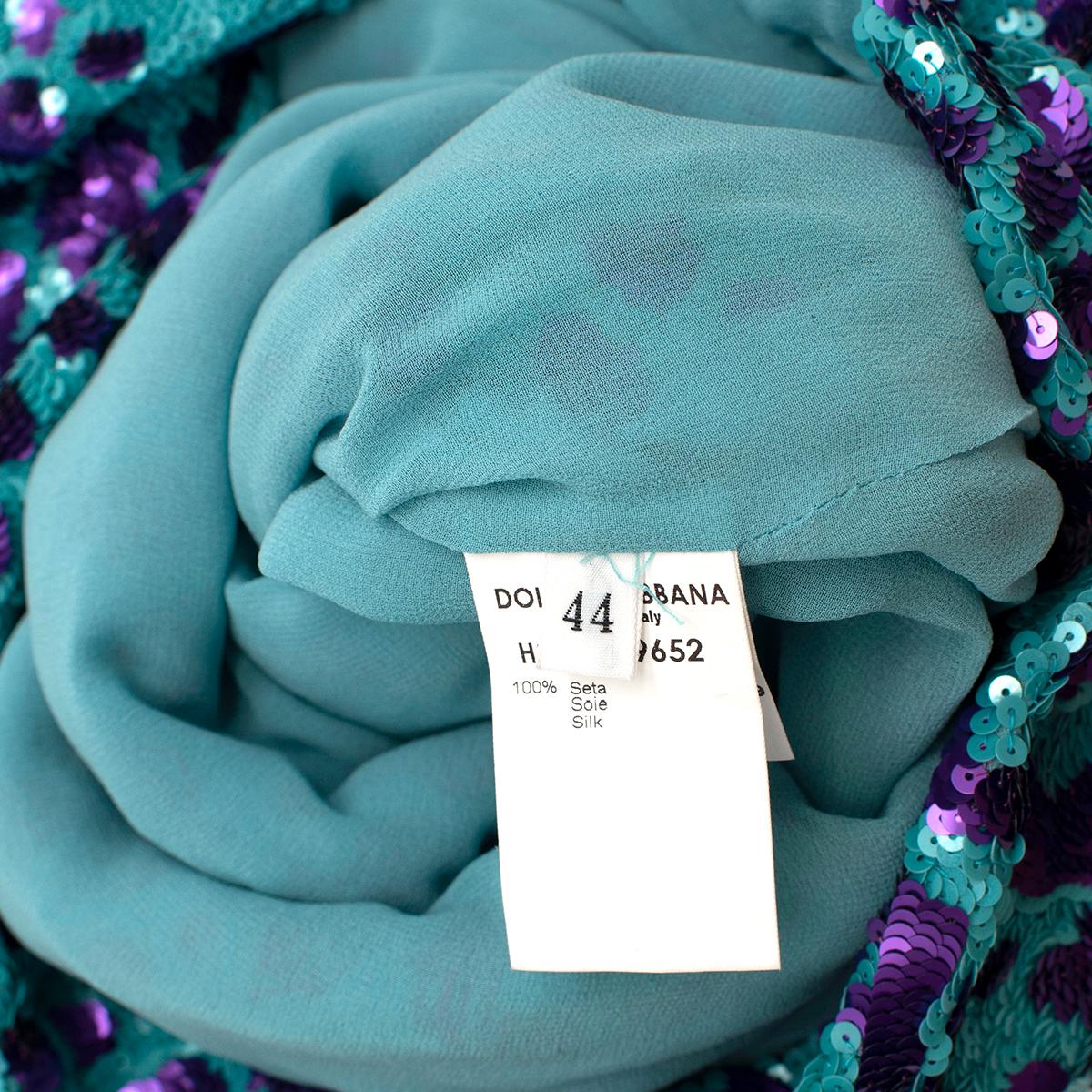 Dolce & Gabbana Blue & Purple Leopard Print Sequin Skirt - Us size 8 For Sale 1