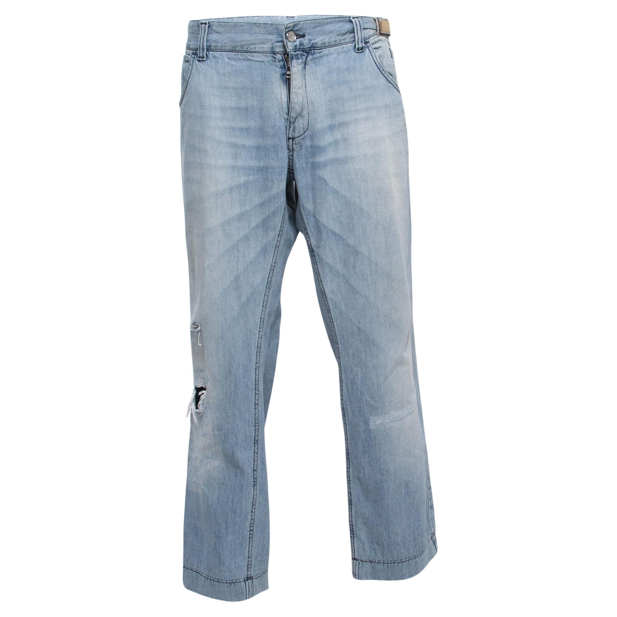 Dolce & Gabbana Blue Ripped Denim 14 Comfort Fit Jeans 4XL Waist 42" (taille 42") en vente