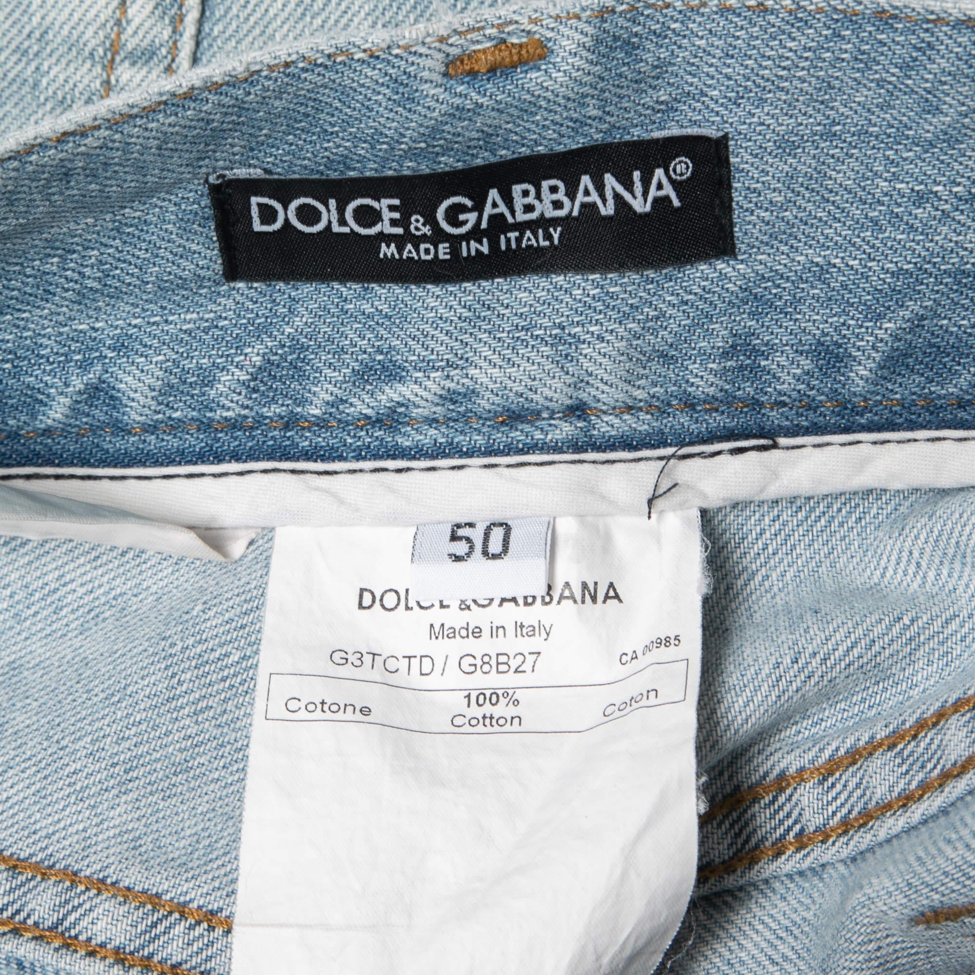 Gray Dolce & Gabbana Blue Ripped Denim 14 Jeans L Waist 34