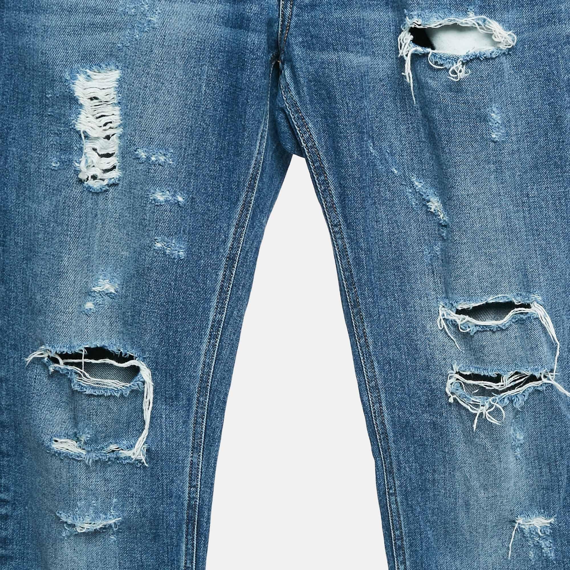 Dolce & Gabbana Jeans Slim Fit strappati blu M Vita 32 In condizioni buone a Dubai, Al Qouz 2