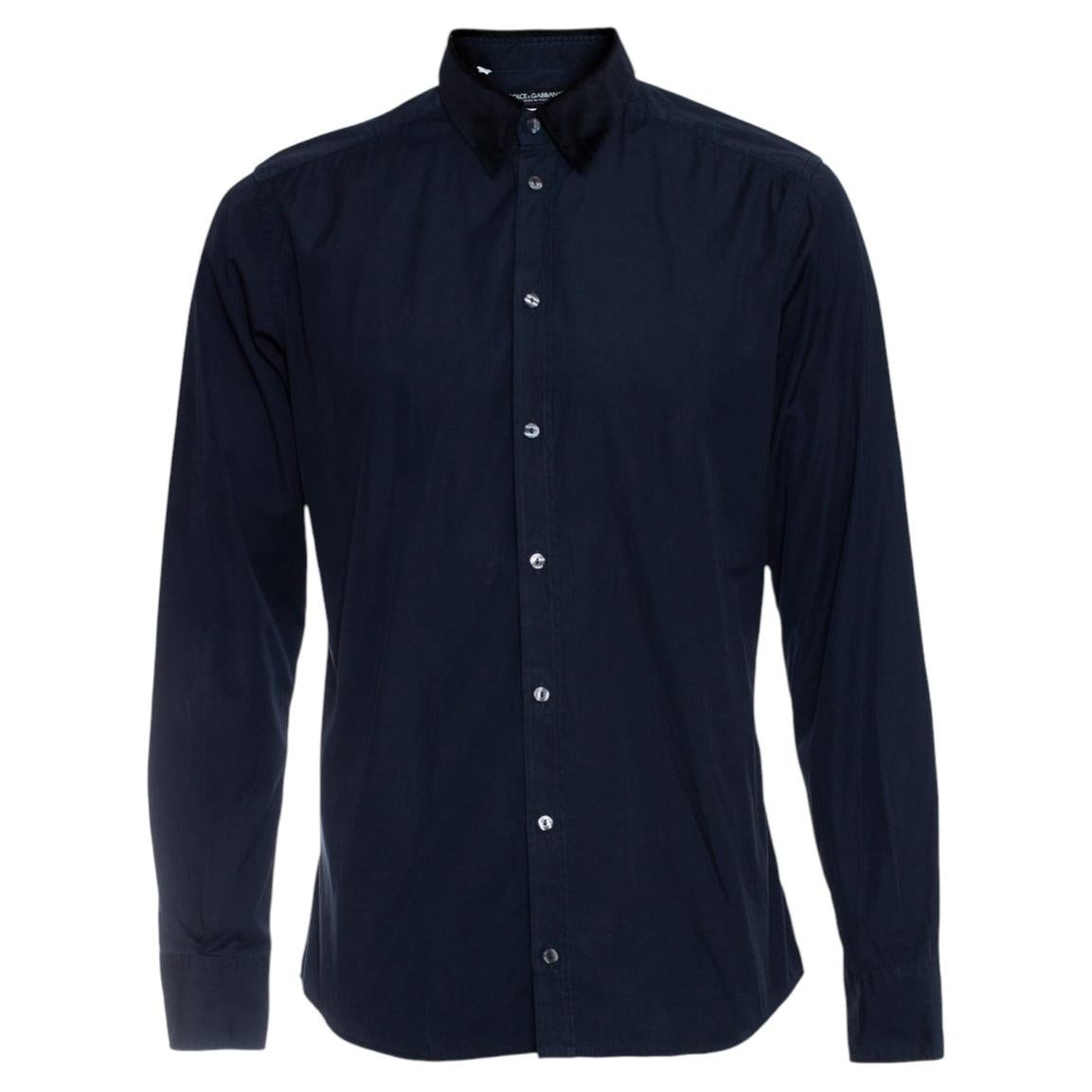 Dolce & Gabbana, Blue shirt with velvet collar.
