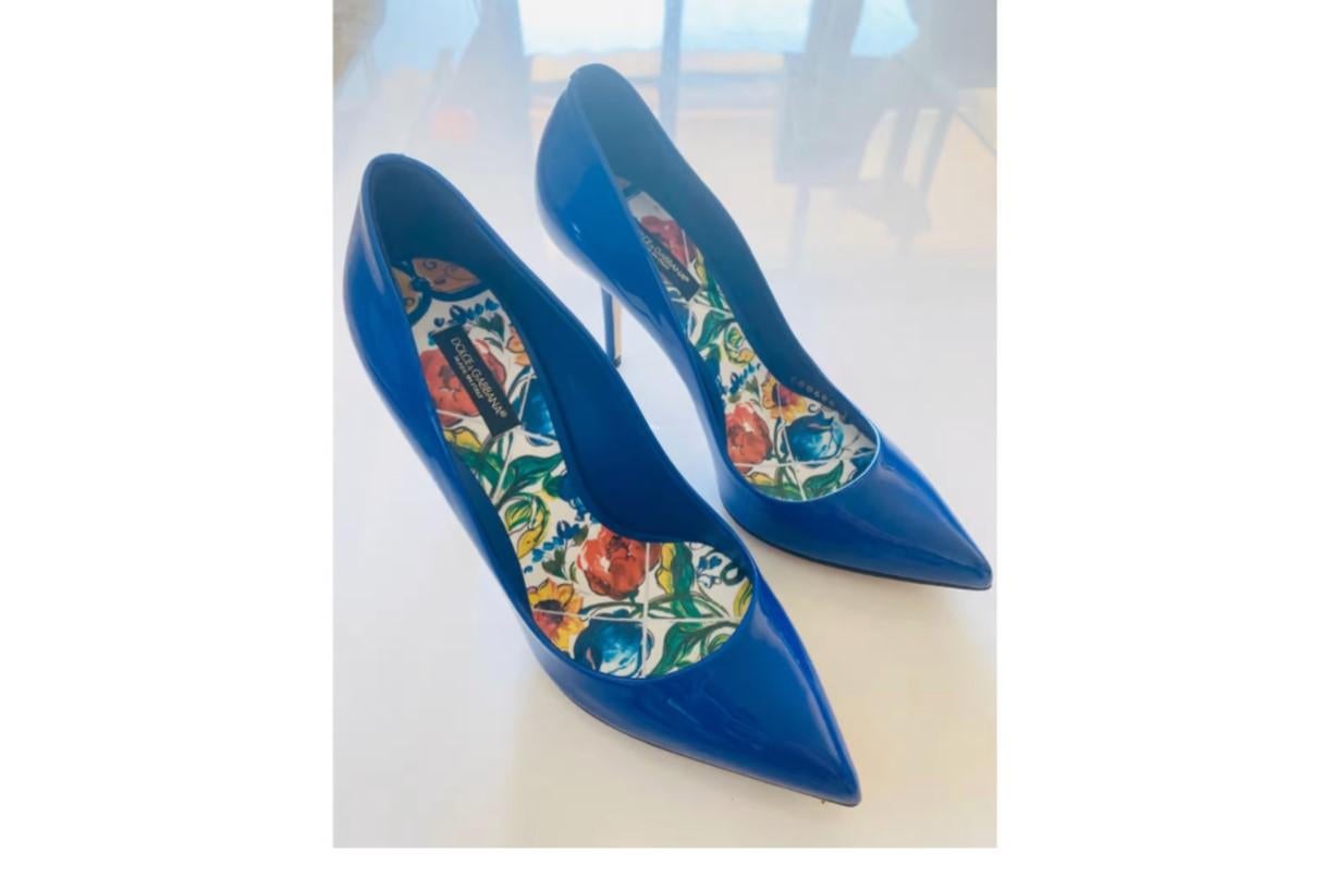 blue floral heels