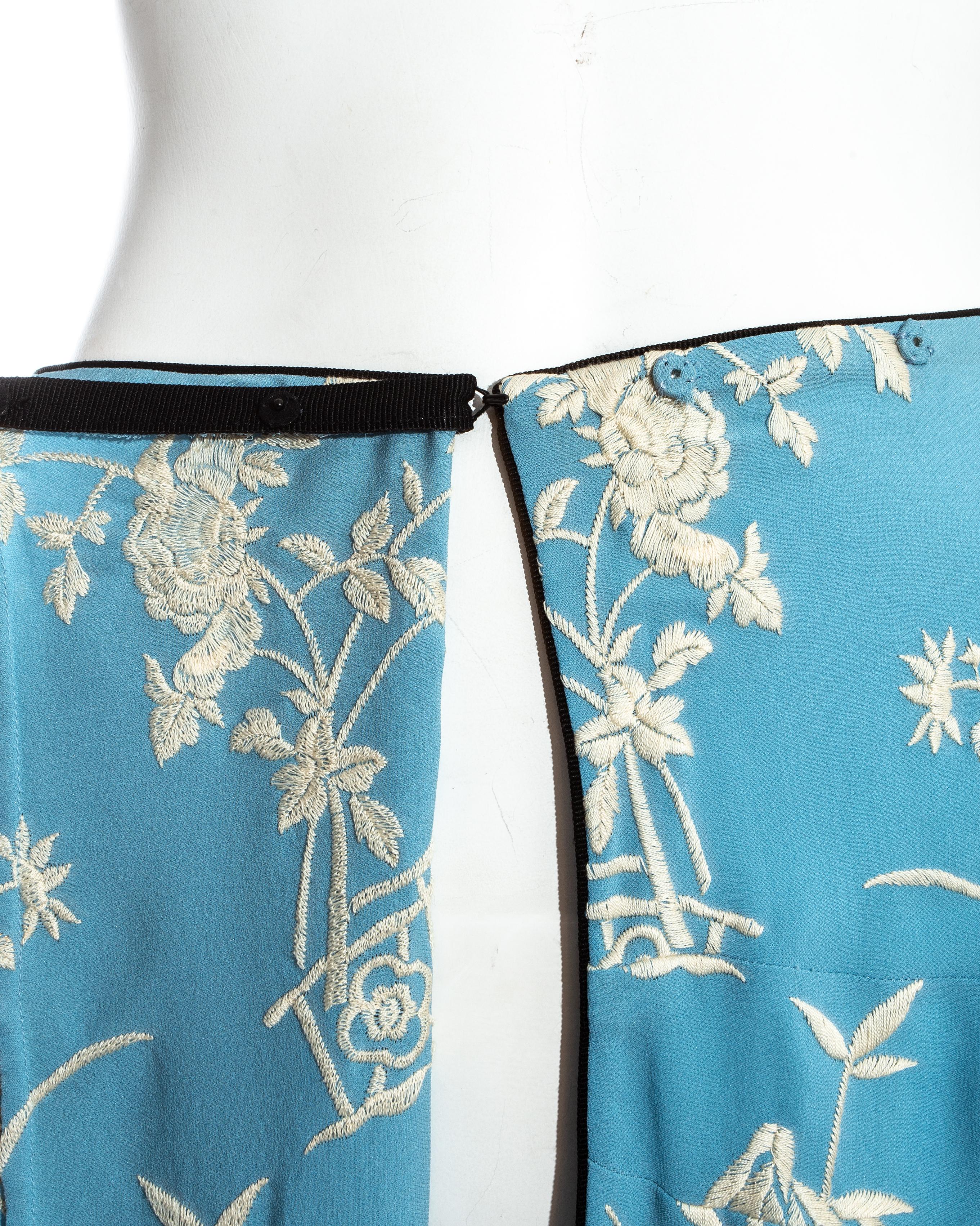 Dolce & Gabbana blue silk embroidered evening wrap skirt, ss 1997 2