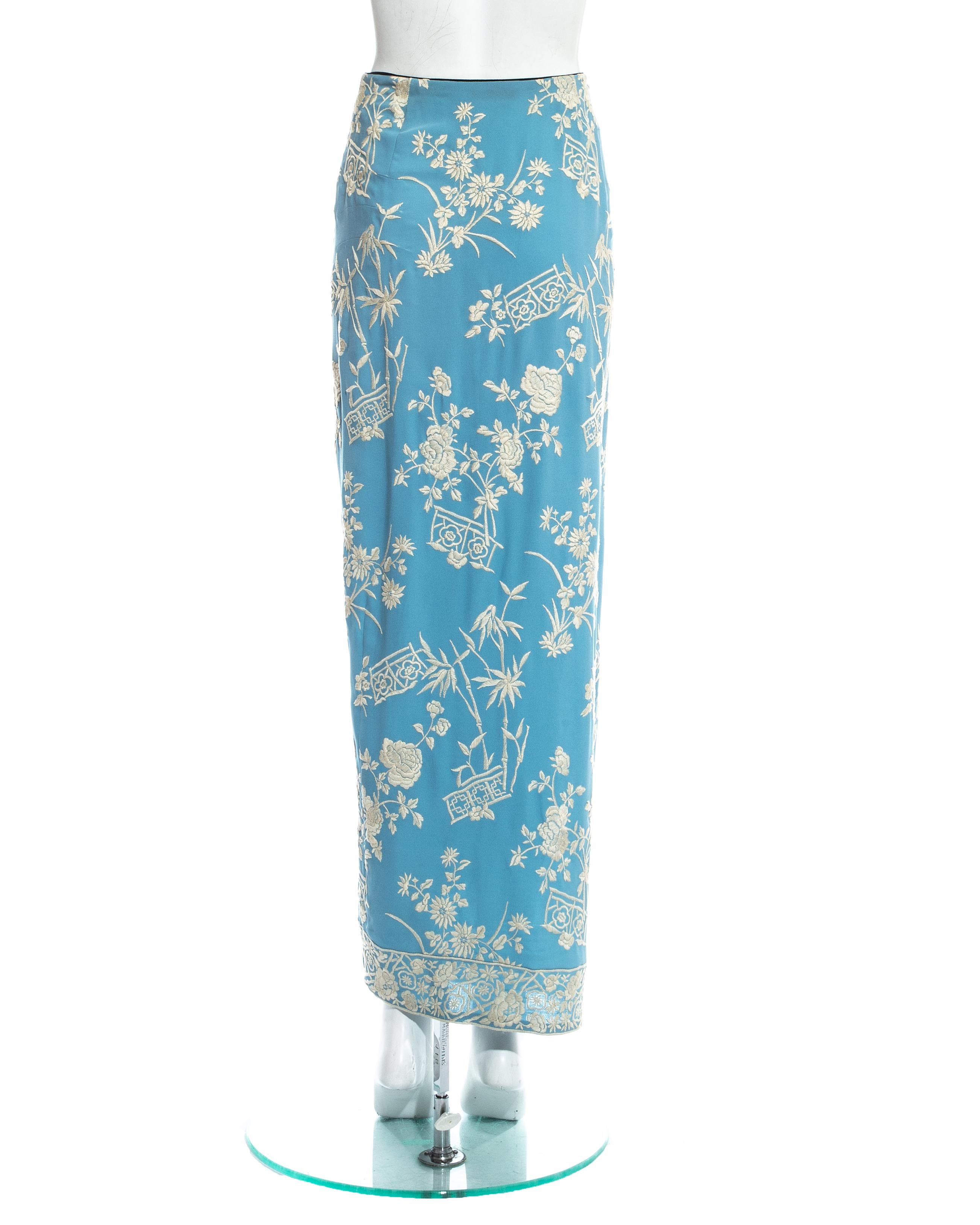Dolce & Gabbana blue silk embroidered evening wrap skirt, ss 1997 3