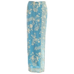 Dolce & Gabbana blue silk embroidered evening wrap skirt, ss 1997