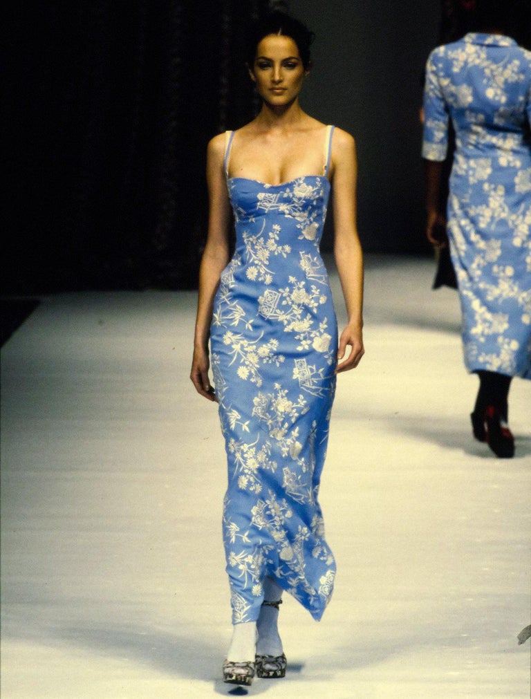 Dolce and Gabbana blue silk floral embroidered evening dress, ss 1997 at  1stDibs | dolce and gabbana blue floral dress, blue silk evening dress,  dolce and gabanna blue dress