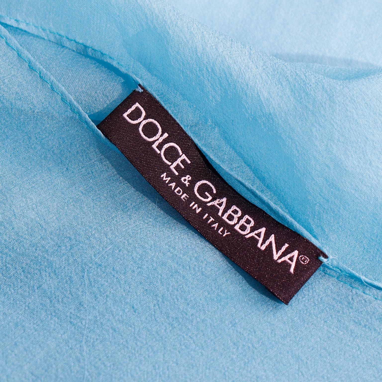 Dolce & Gabbana Blue Silk Poncho or Caftan Style Asymmetric Top in Floral Print 7