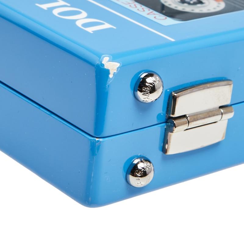 Dolce & Gabbana Blue/Silver Wood Walkman Box Clutch Bag 7