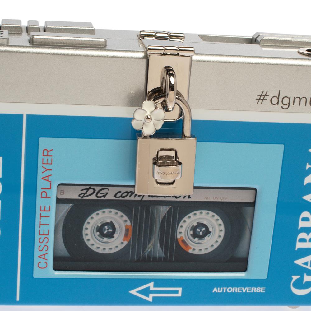 Dolce & Gabbana Blue/Silver Wood Walkman Box Clutch Bag 2