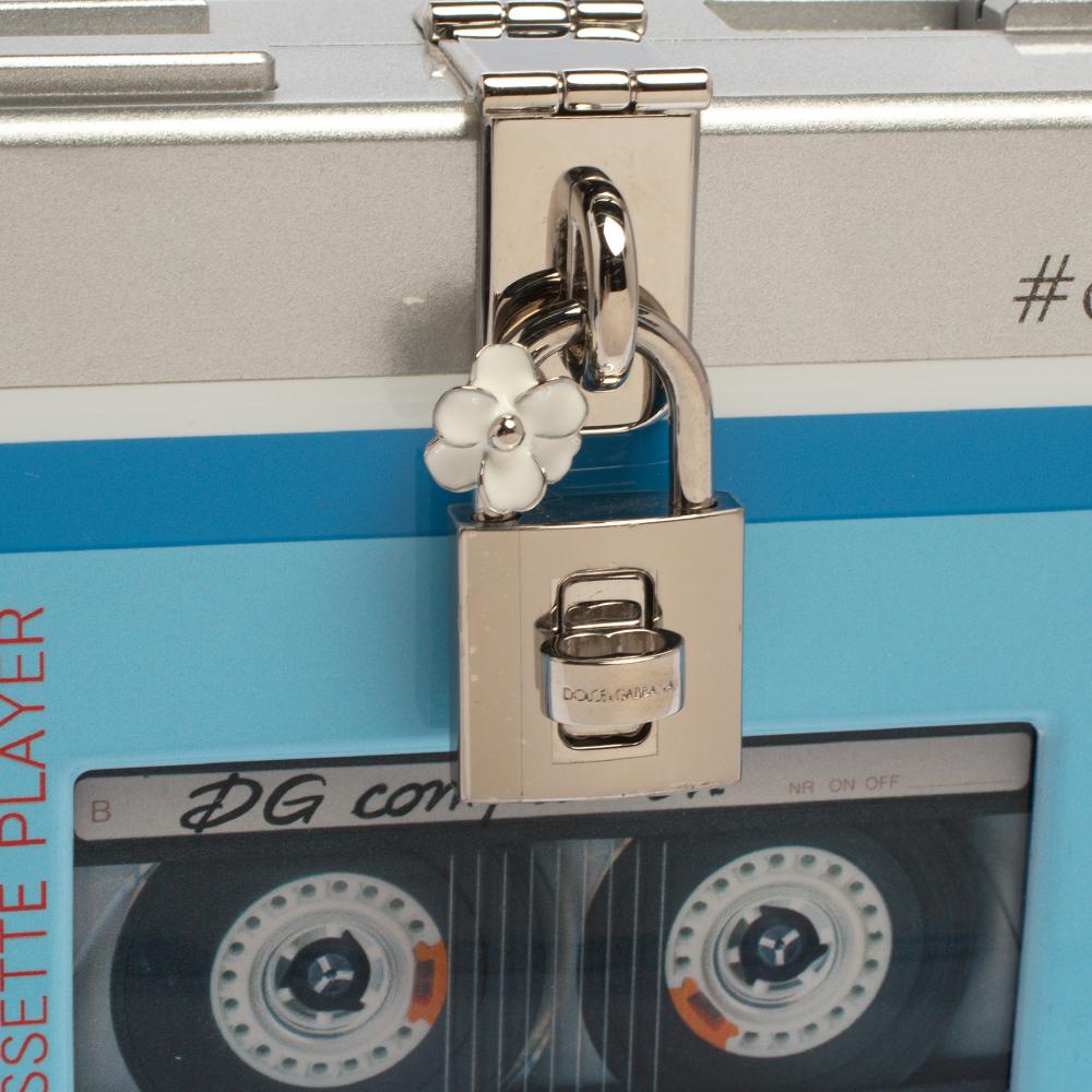 Dolce & Gabbana Blue/Silver Wood Walkman Box Clutch 7