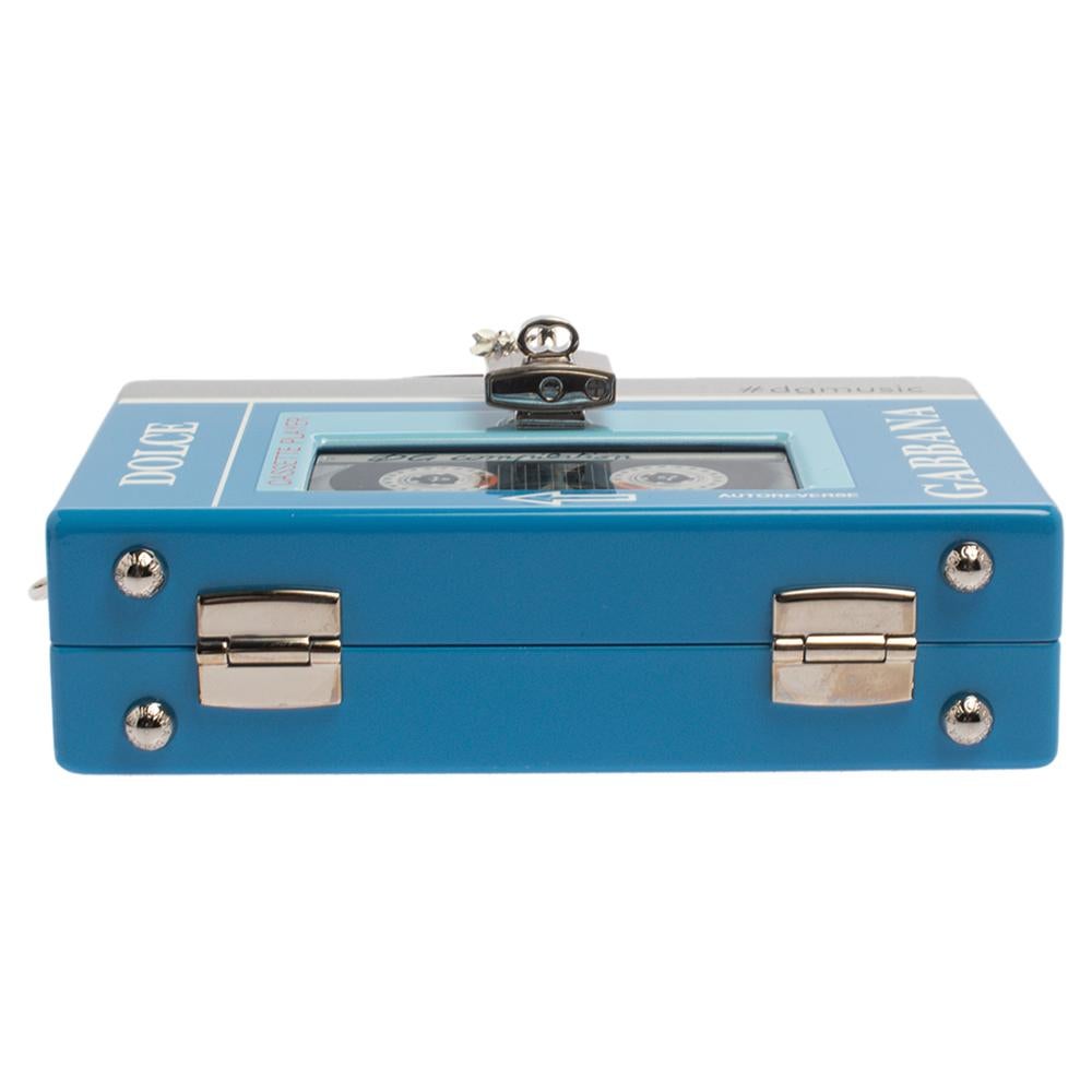 Dolce & Gabbana Blue/Silver Wood Walkman Box Clutch 1