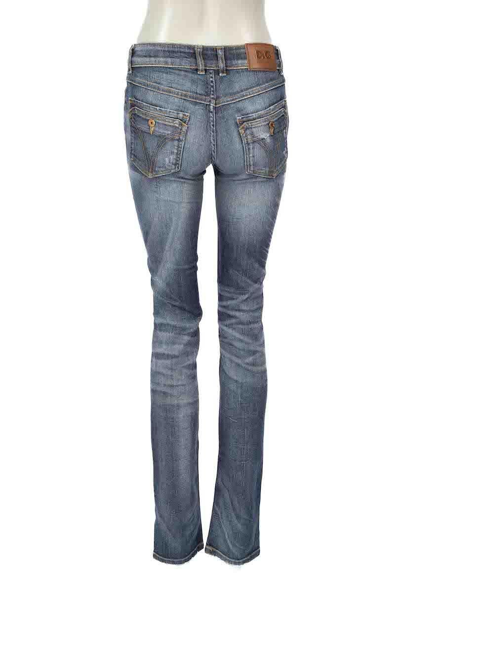 Dolce & Gabbana Blue Stone Wash Distressed Jeans Size XS In Excellent Condition For Sale In London, GB