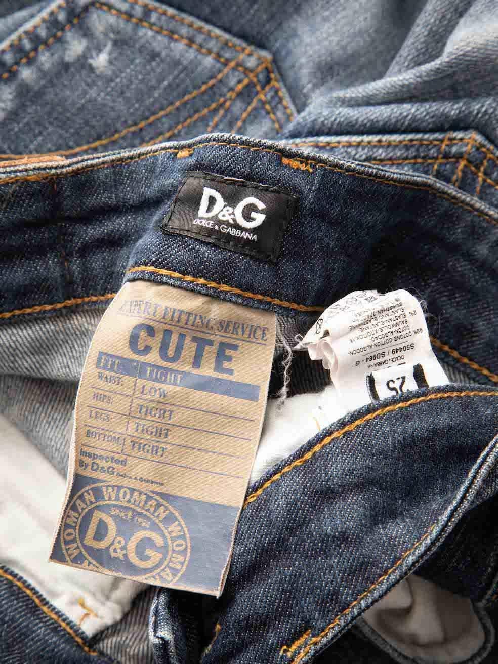 Dolce & Gabbana Blaue Stein gewaschene Distressed Jeans Größe XS Damen im Angebot