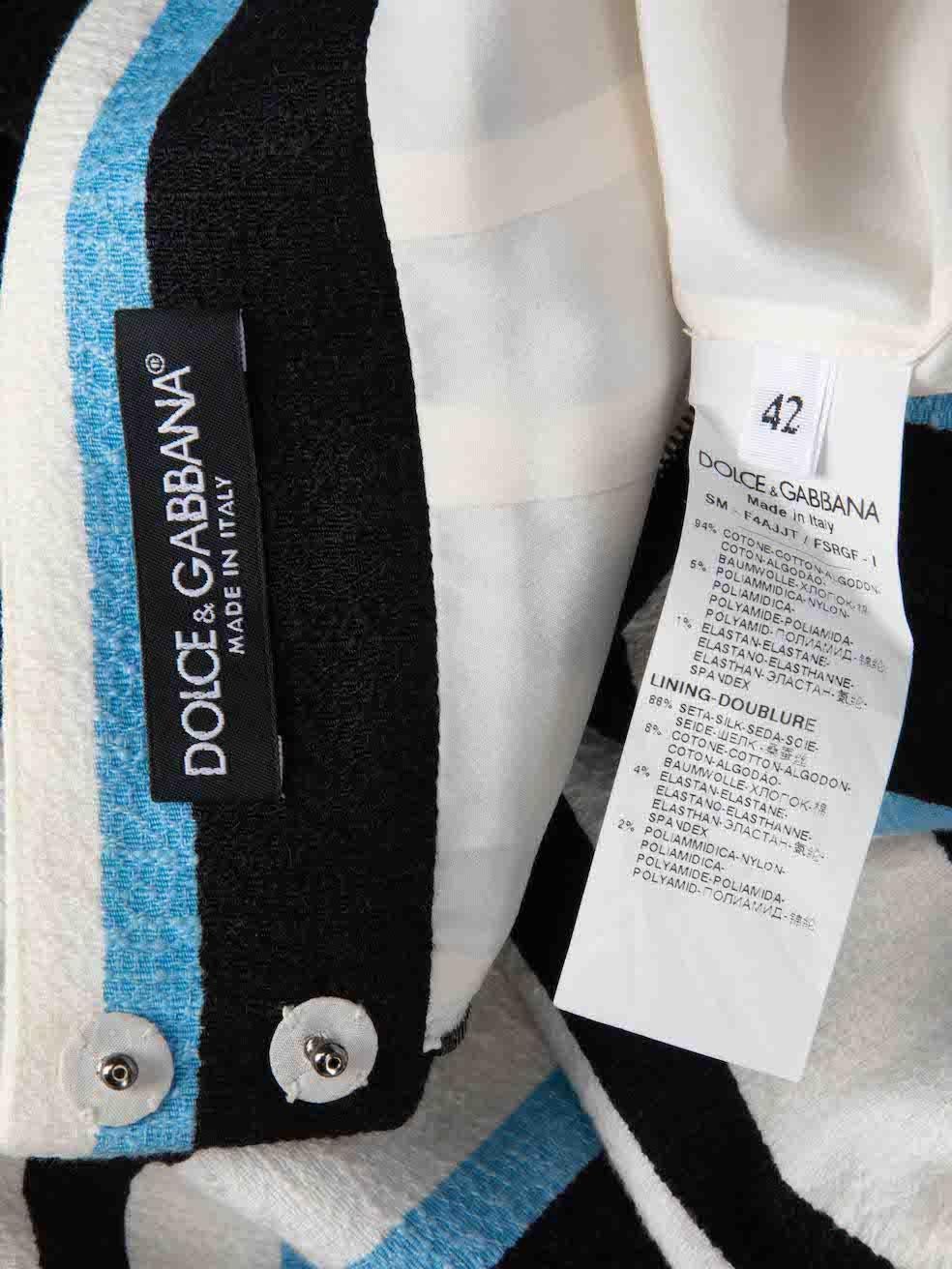 Dolce & Gabbana Blue Striped A-Line Mini Skirt Size M For Sale 3