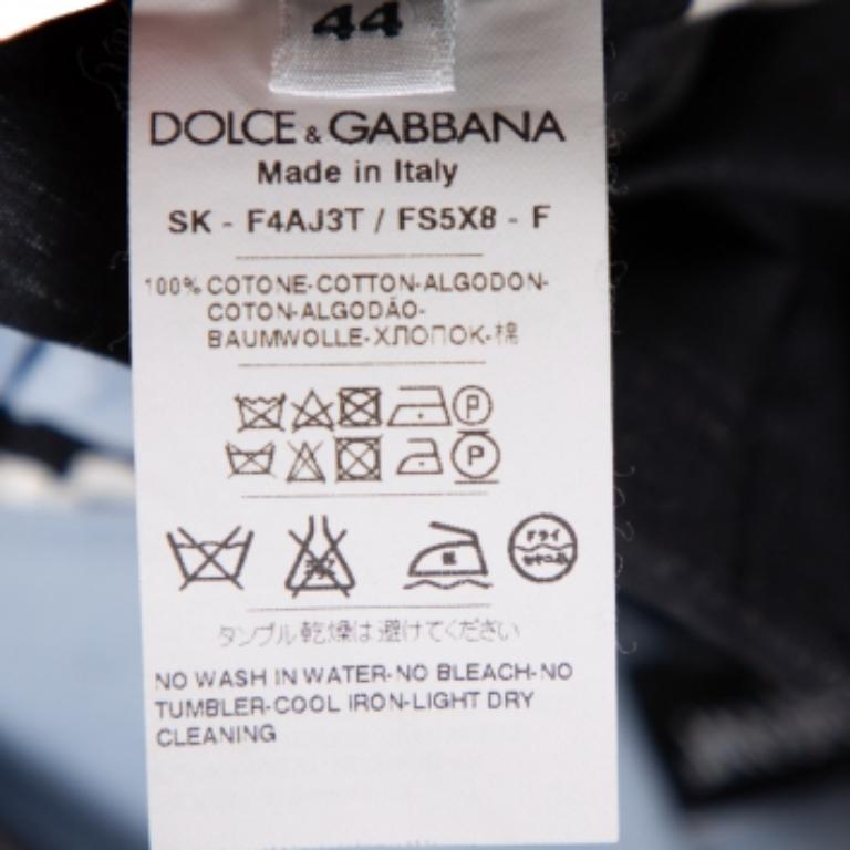 Dolce & Gabbana Blau gestreifter ausgestellter Baumwollminirock M Damen im Angebot