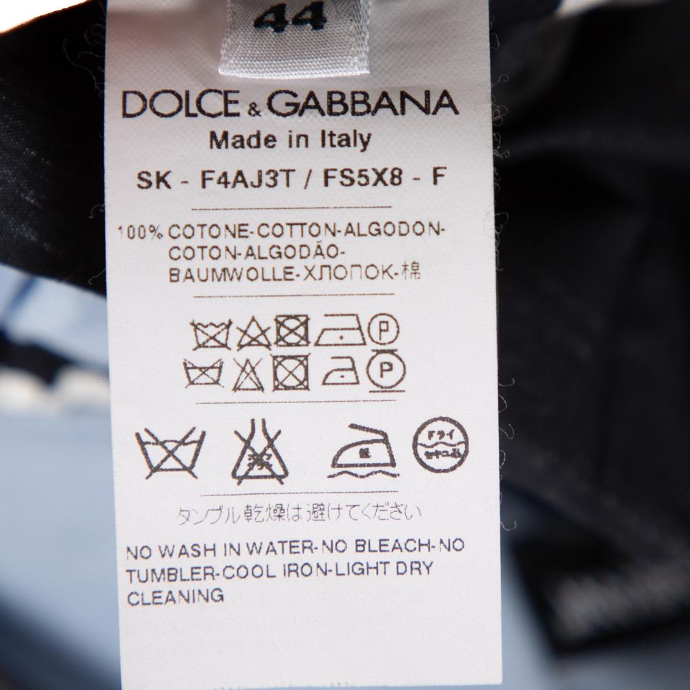 Women's Dolce & Gabbana Blue Striped Cotton Flared Mini Skirt M For Sale