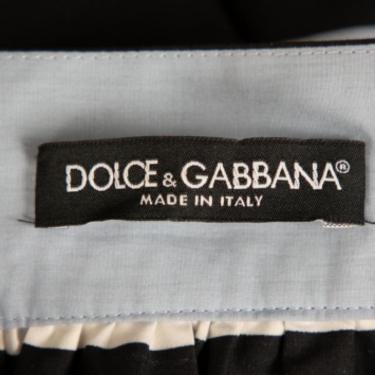 Dolce & Gabbana Blau gestreifter ausgestellter Baumwollminirock M im Angebot 1