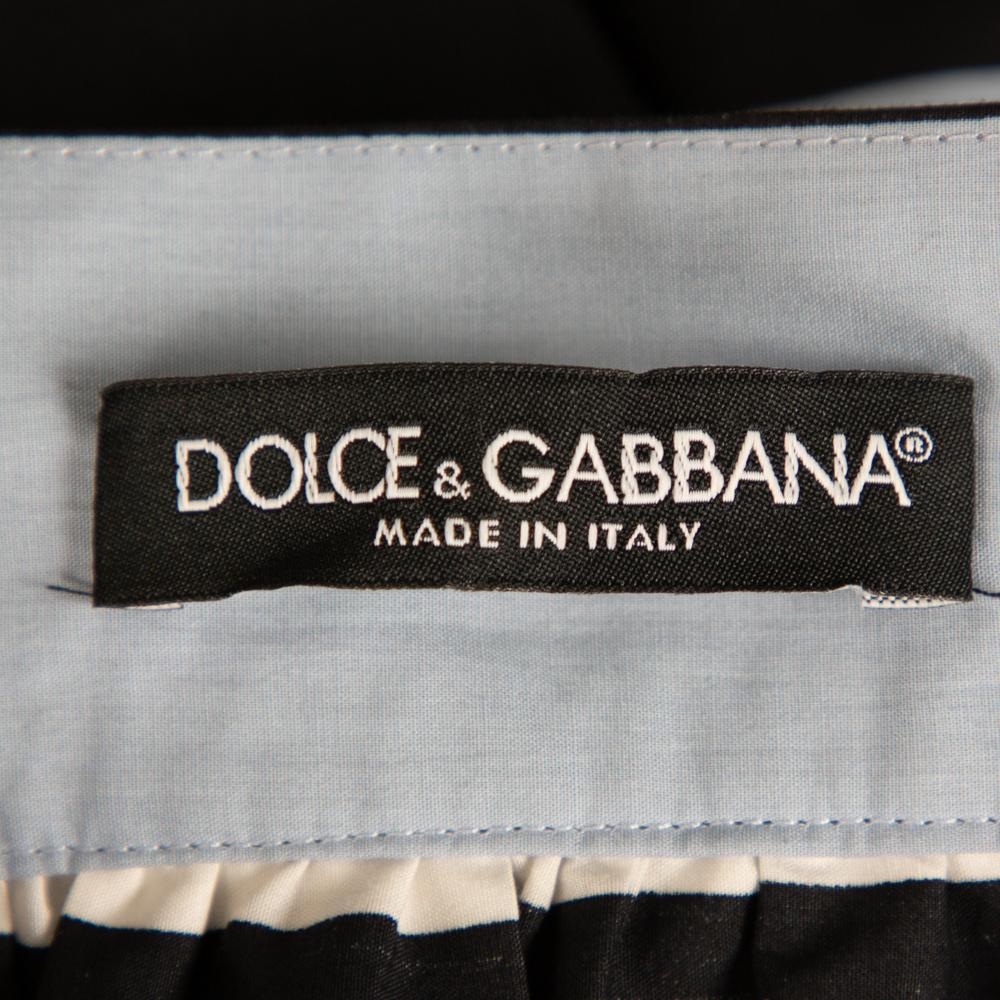 Dolce & Gabbana Blue Striped Cotton Flared Mini Skirt M For Sale 1