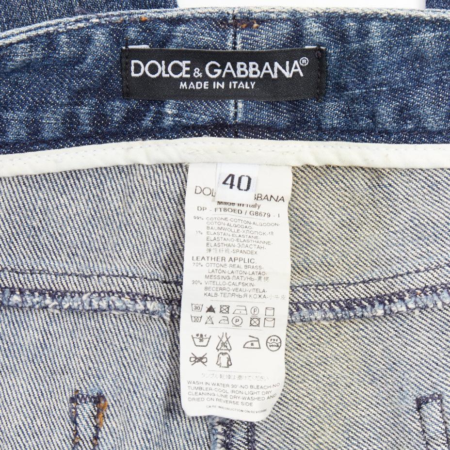 DOLCE GABBANA vaqueros desgastados con placa del logotipo en denim lavado azul IT40 M en venta 3