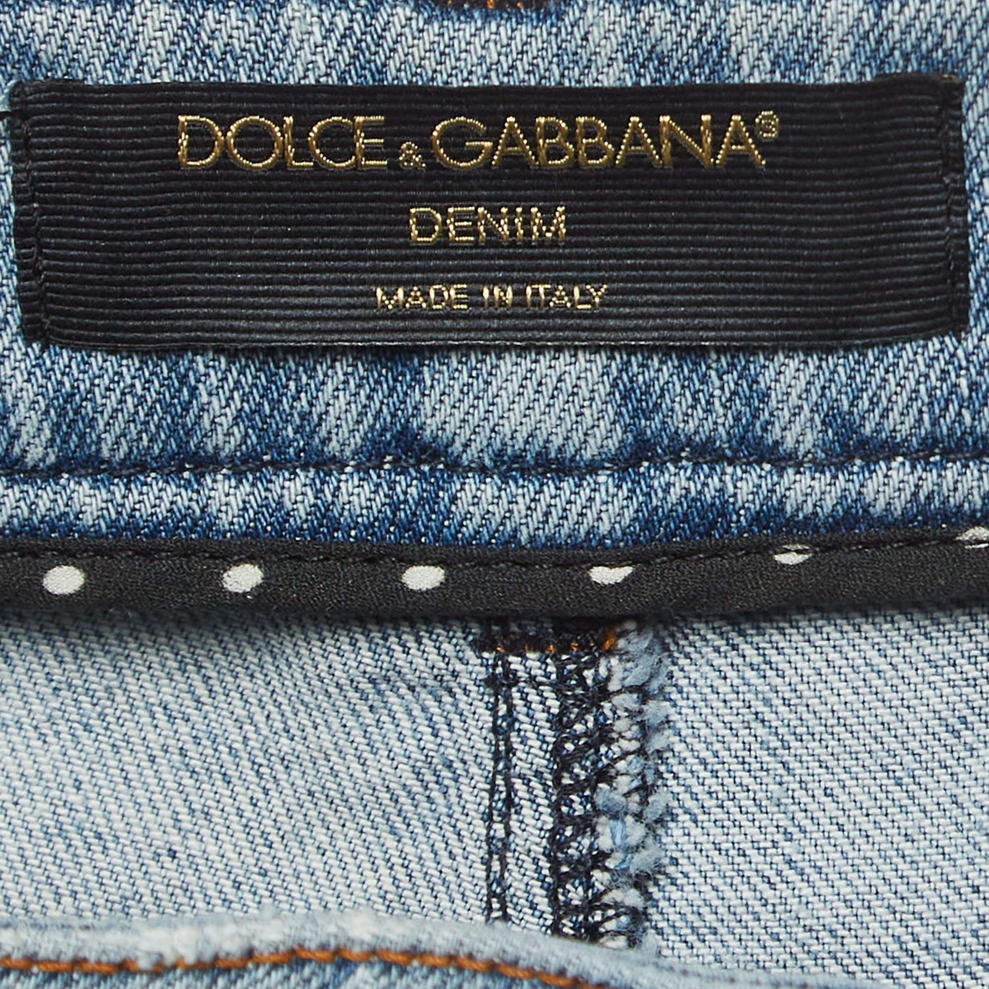 Women's Dolce & Gabbana Blue Washed Distressed Denim Skinny Jeans S Waist 26