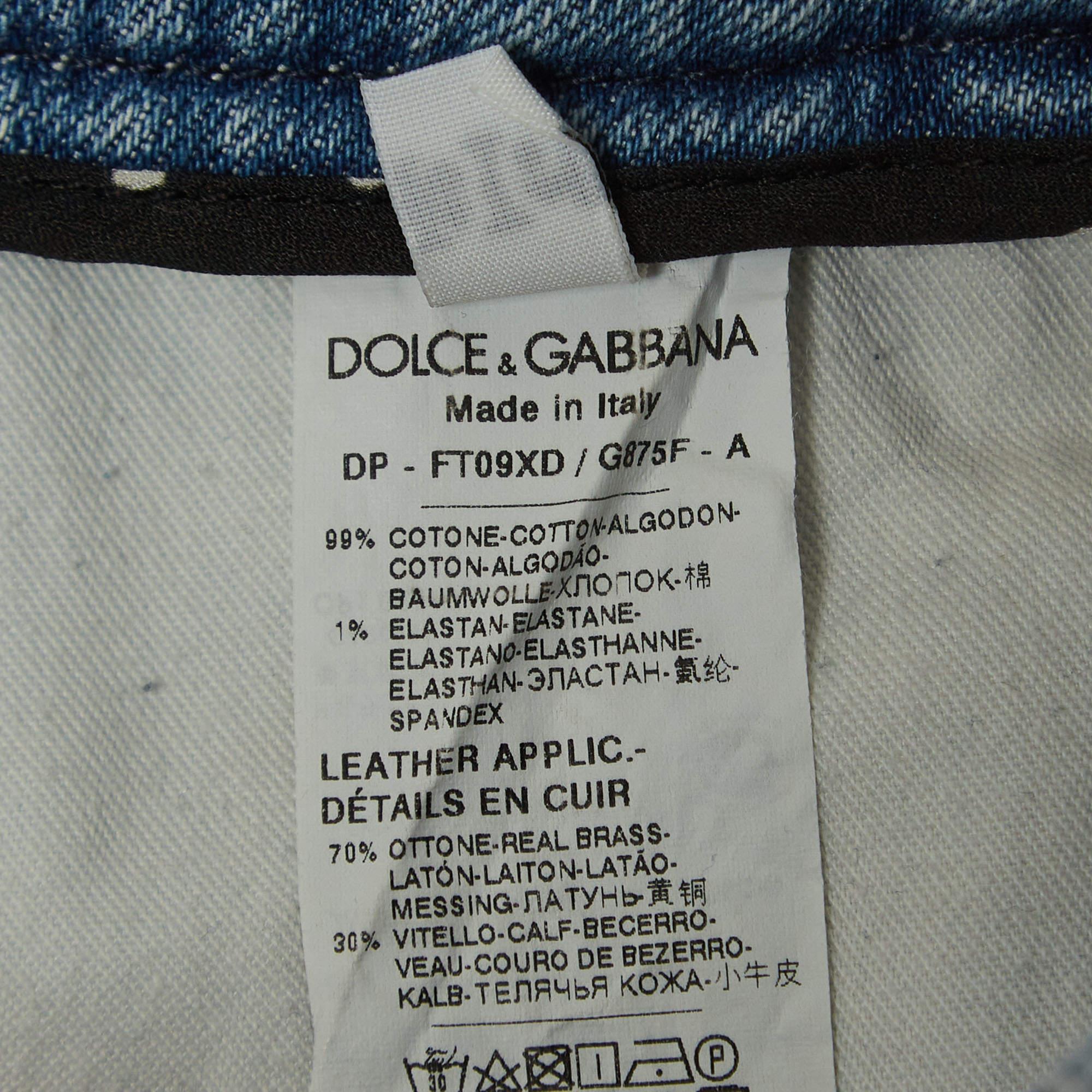 Dolce & Gabbana Blue Washed Distressed Denim Skinny Jeans S Waist 26