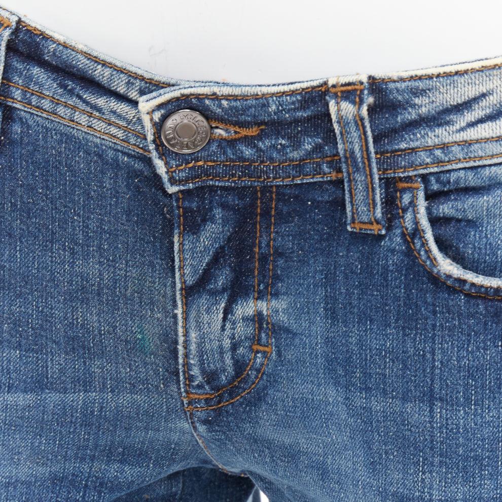 DOLCE GABBANA vaqueros con placa del logotipo azul lavado envejecido mate IT40 S en venta 2