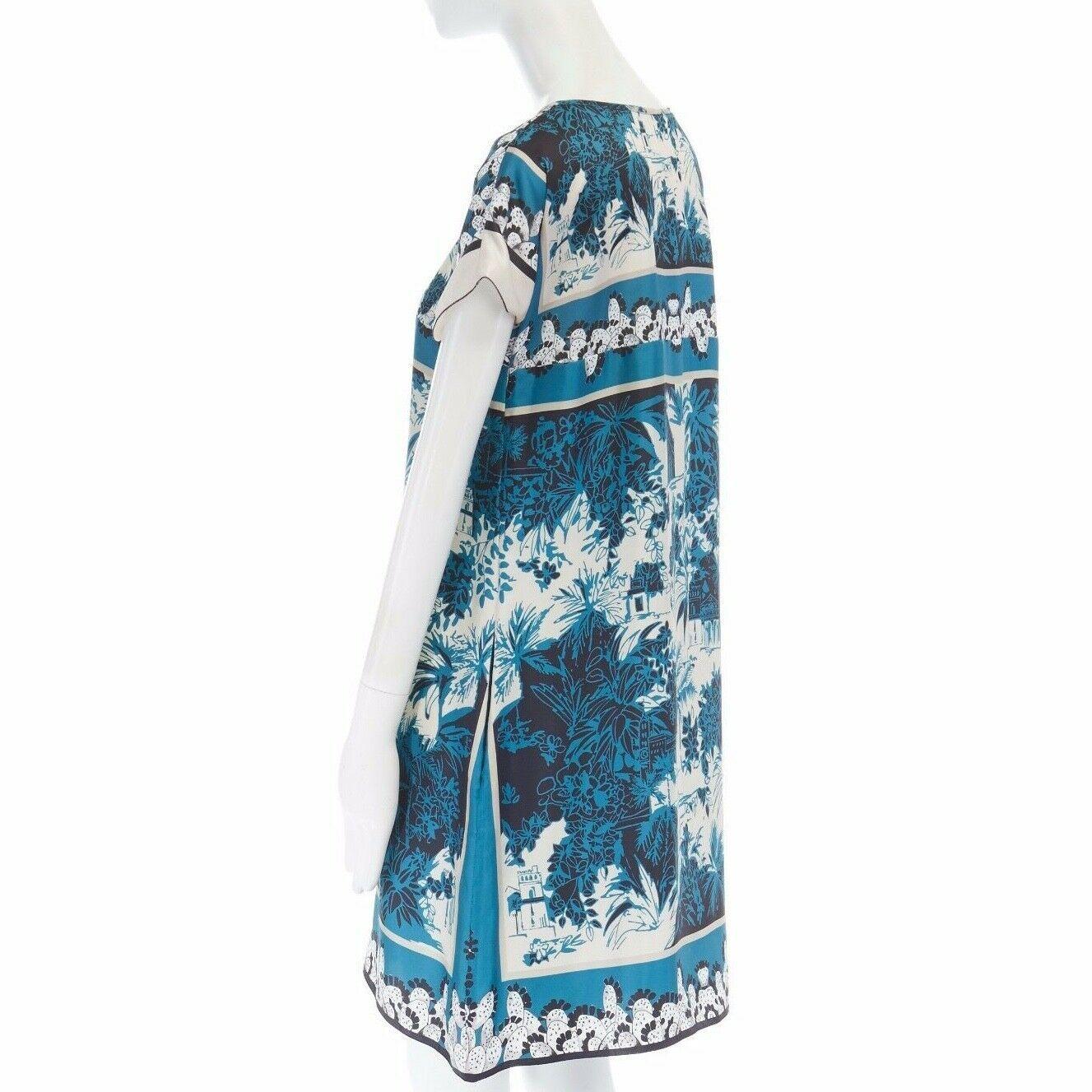 DOLCE GABBANA blue white 100% silk cap sleeve mini dress IT40 S 3