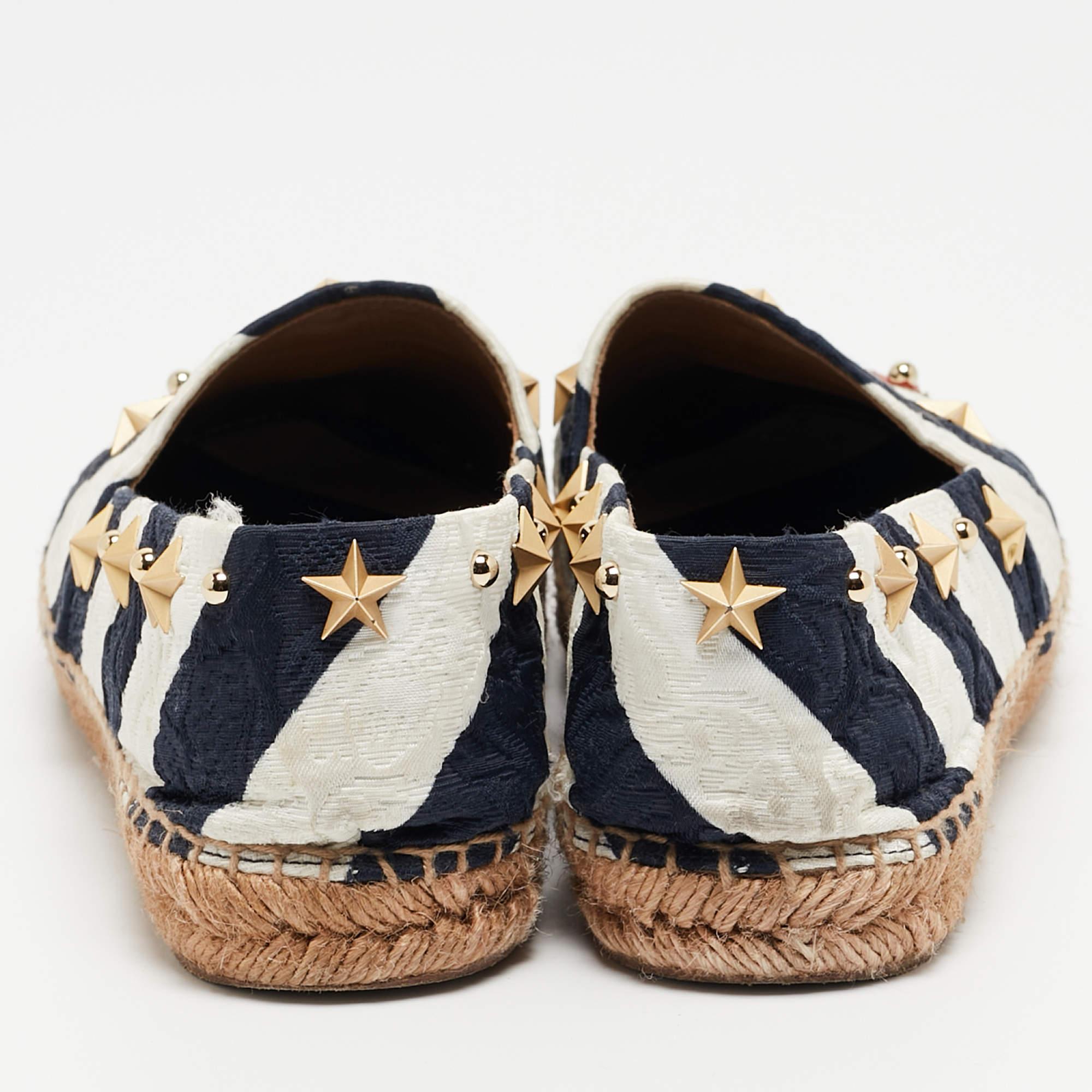 Dolce & Gabbana - Espadrilles plates en toile bleu/blanc, taille 40 Pour femmes en vente