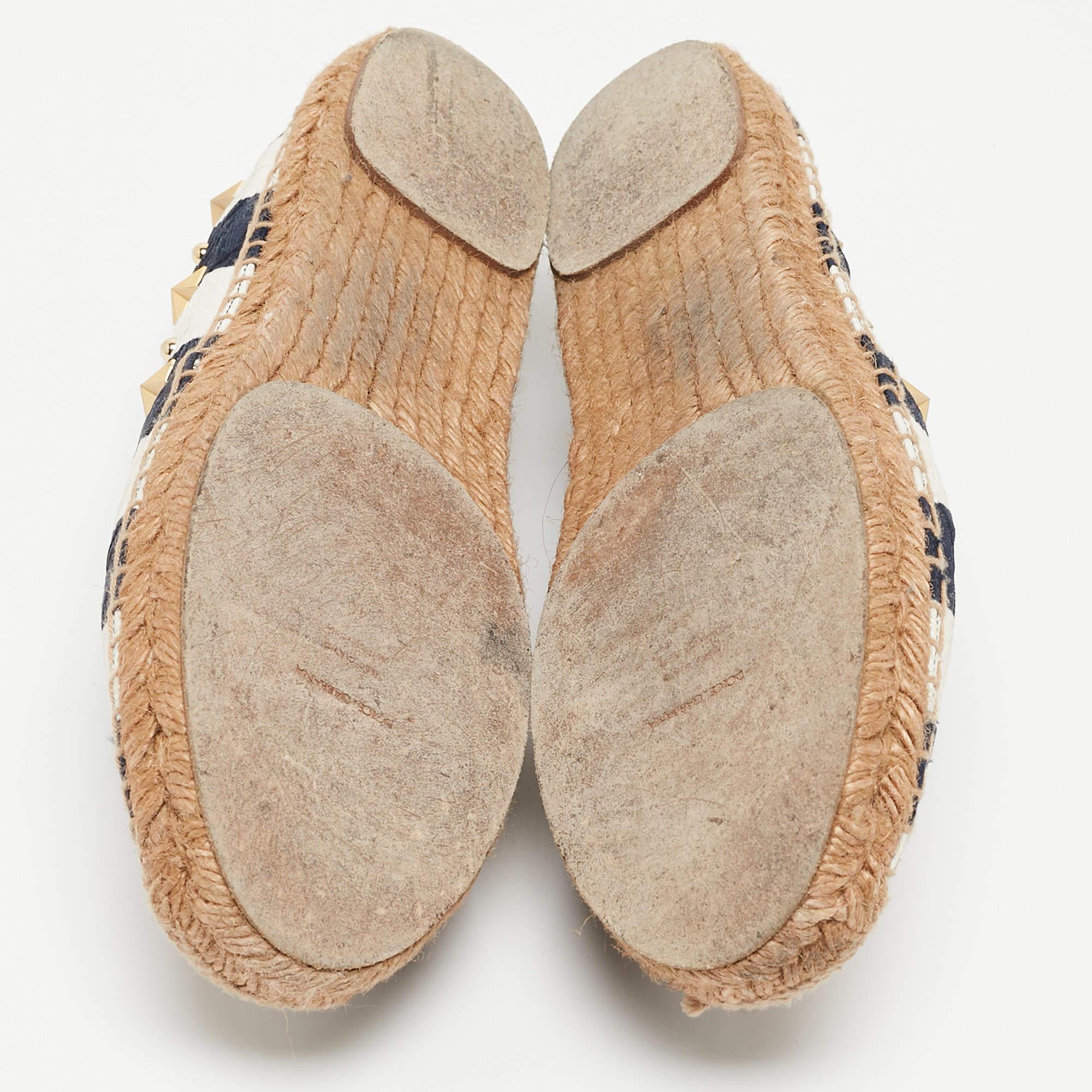 Dolce & Gabbana - Espadrilles plates en toile bleu/blanc, taille 40 en vente 1