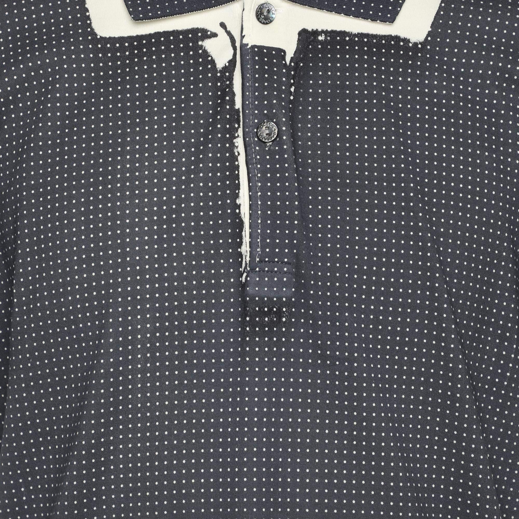 Black Dolce & Gabbana Blue/White Polka Dot Print T-Shirt M